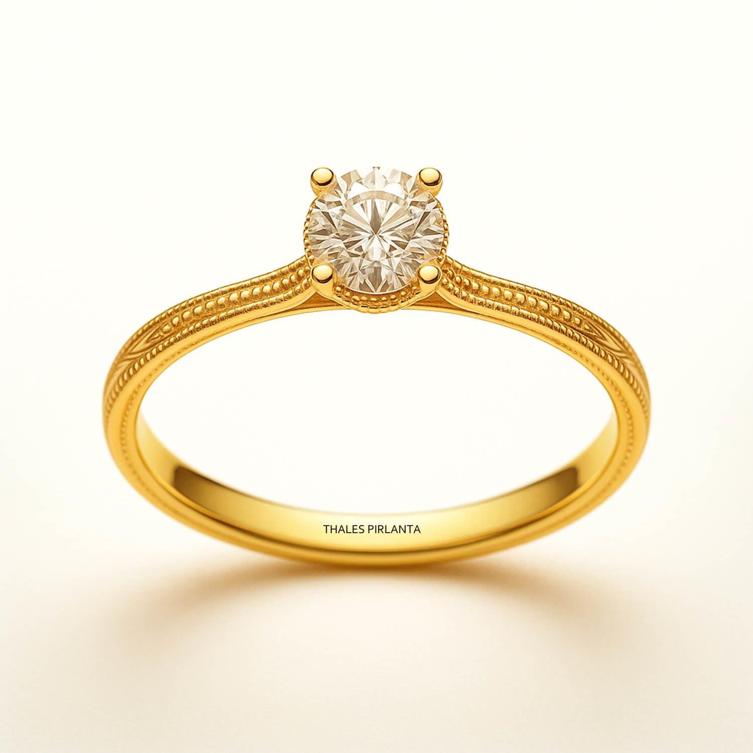 Tek Taş Pırlanta Yüzük 0,30 Karat E SI2 GIA