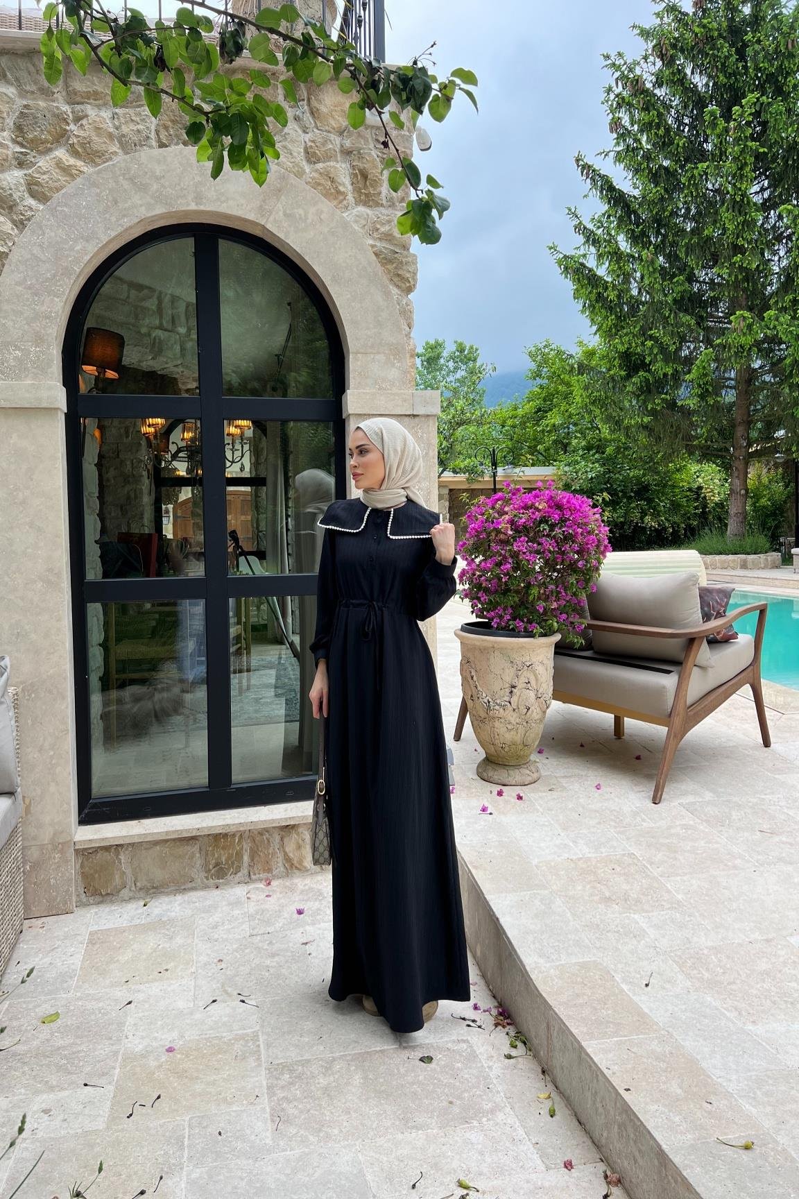 Bebe Yaka Elbise SİYAH