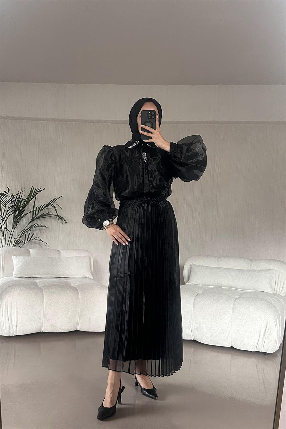 Carol Taş Detaylı Takım - Siyah