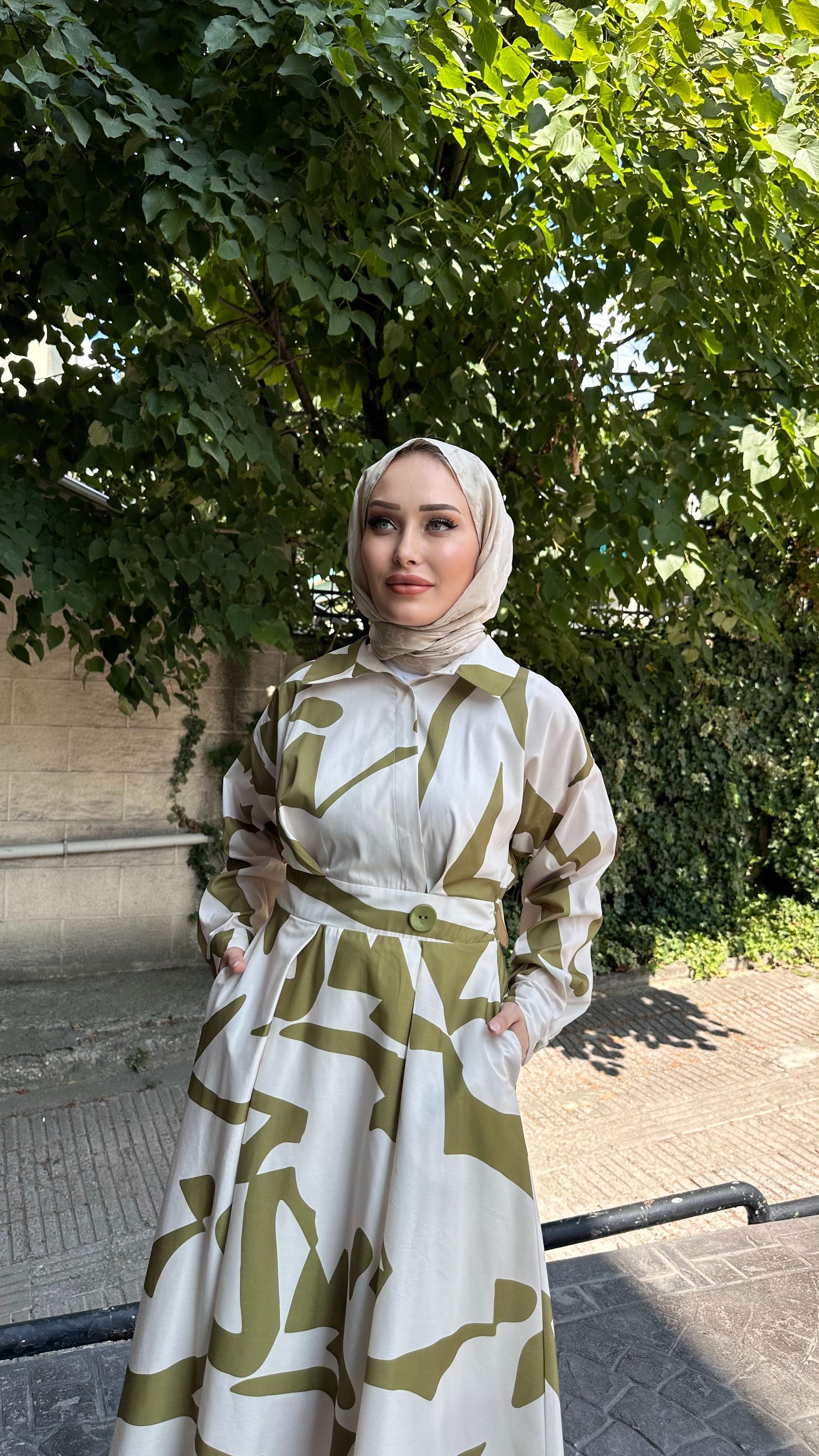 Cep Detay Poplin Elbise YEŞİL