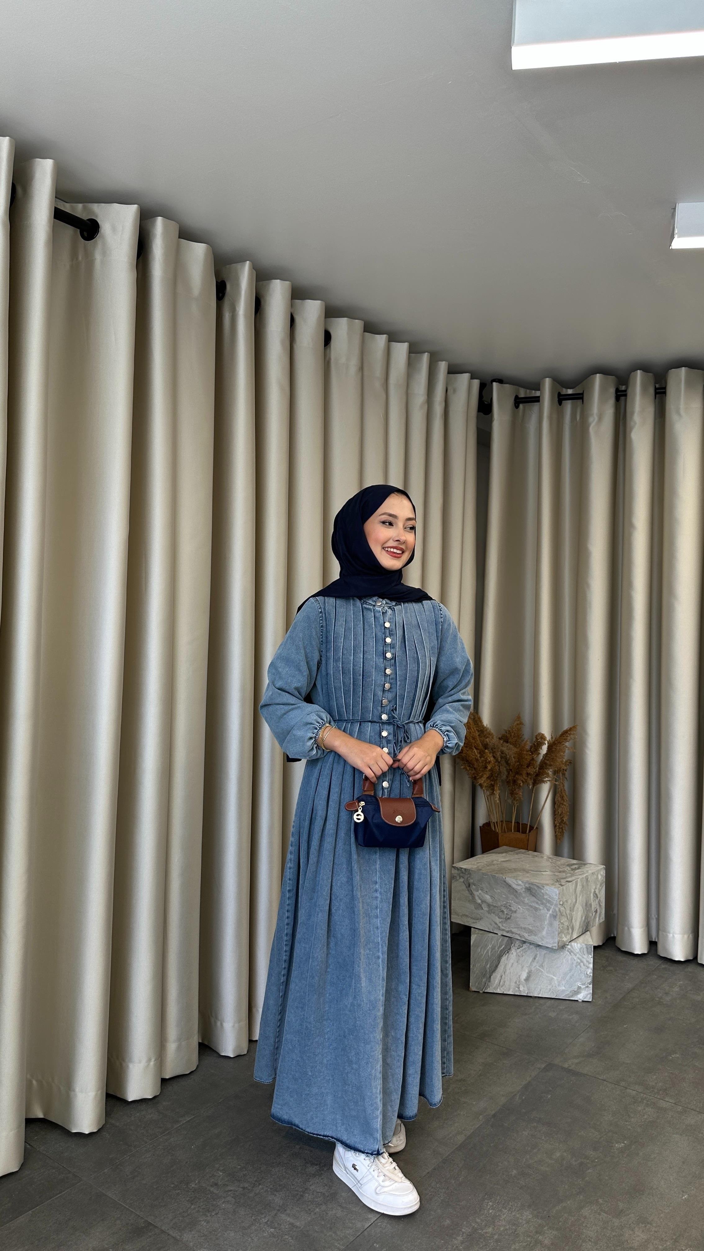 Denim Açık Mavi Elbise 