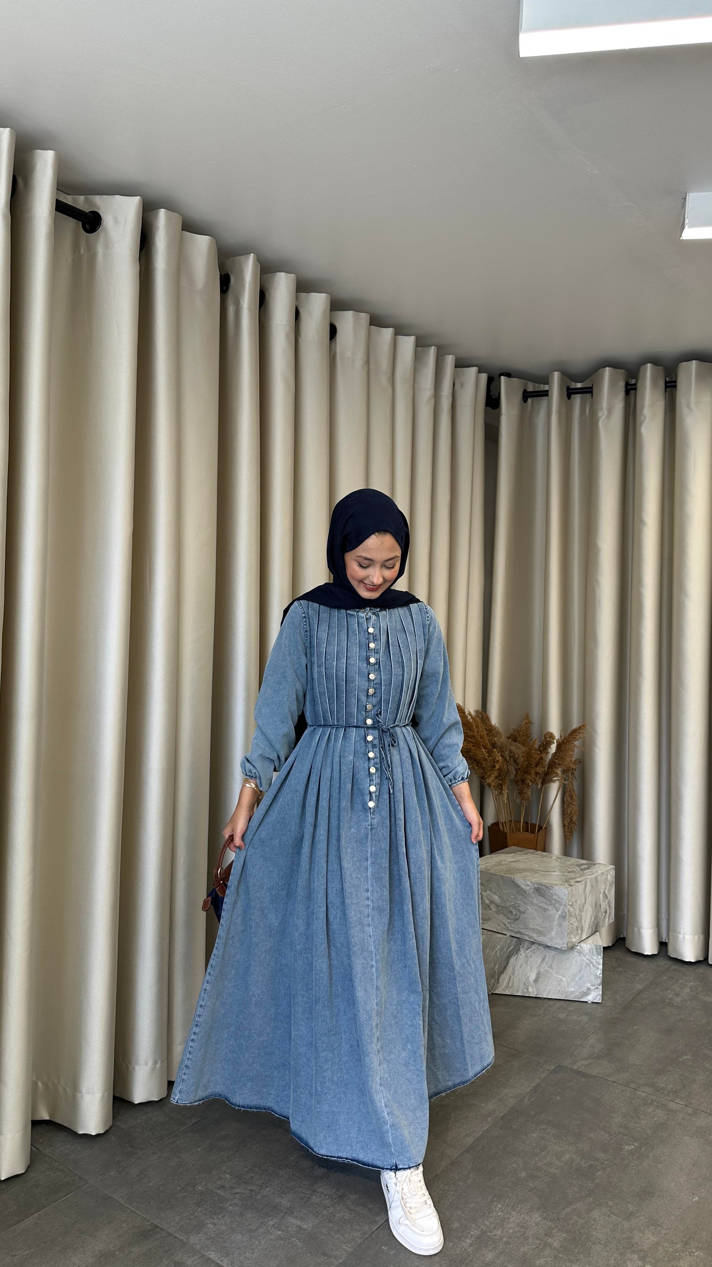 Denim Açık Mavi Elbise 