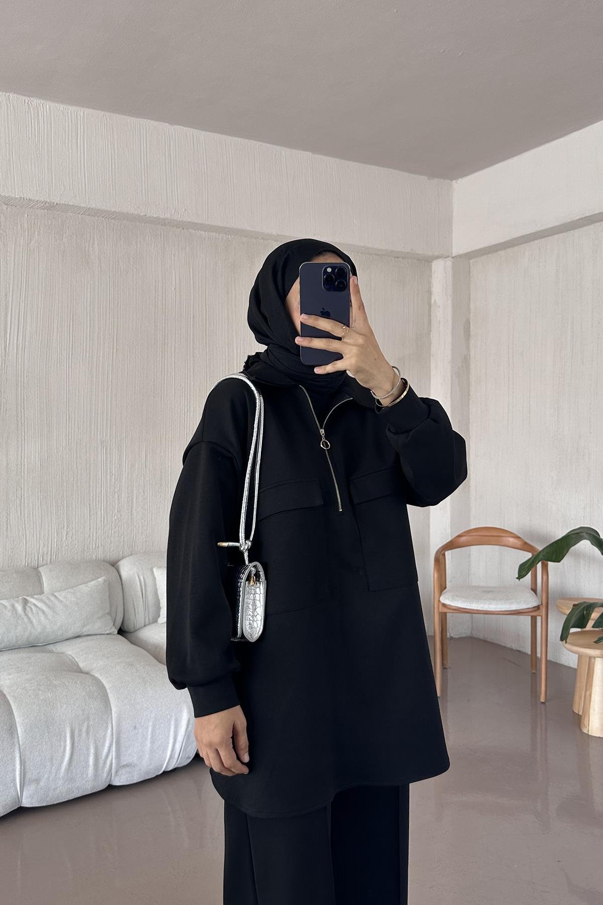 Farah Soft Dokulu Eşofman Takım SİYAH