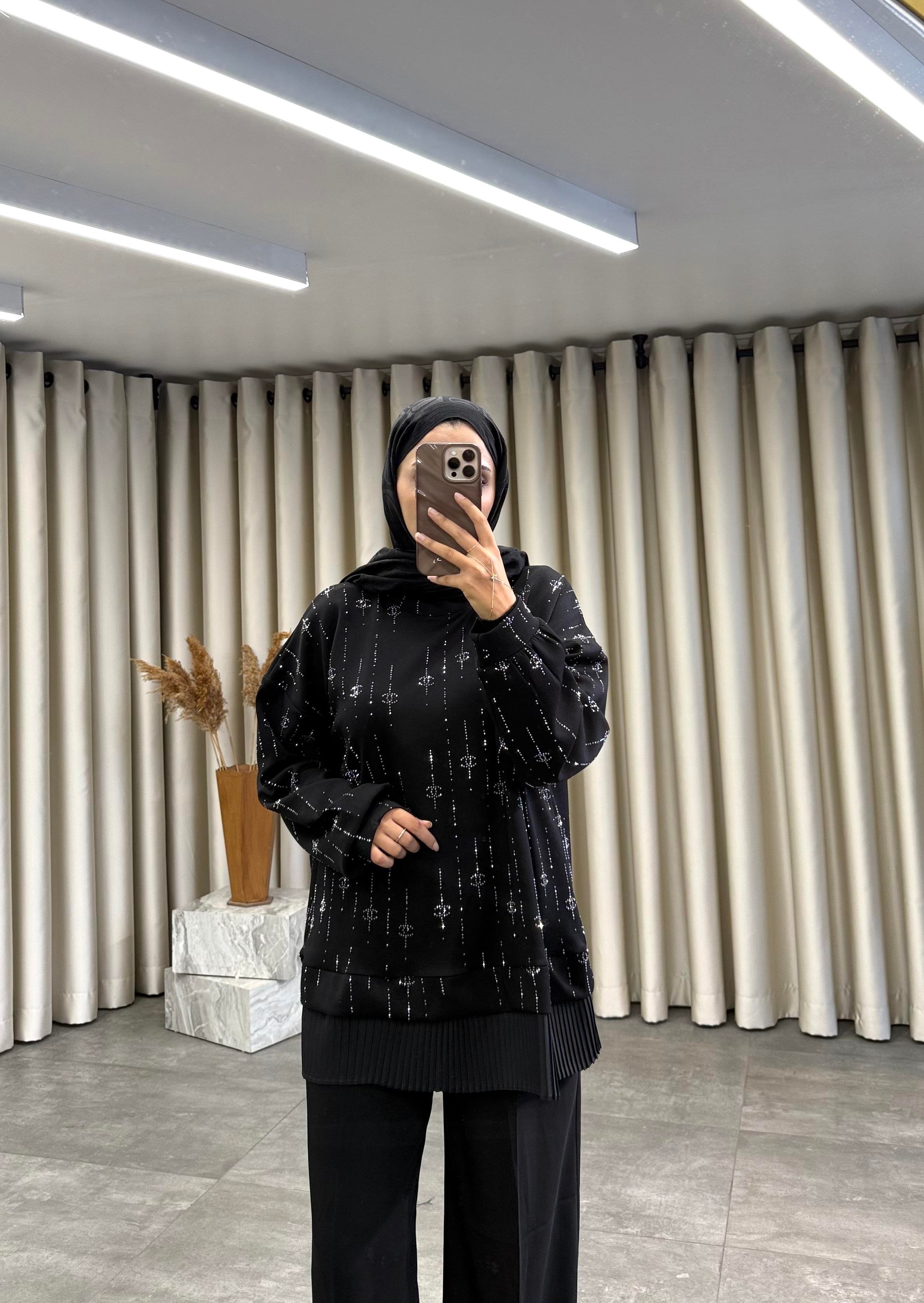 Işıltılı Sweat Siyah
