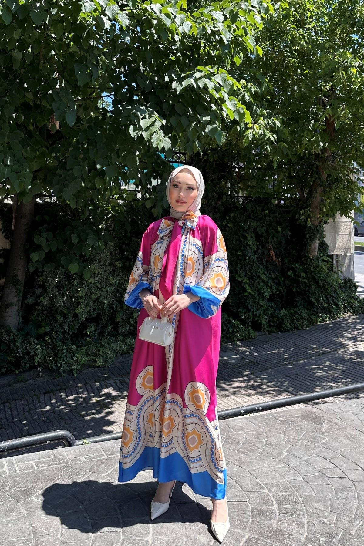 Mathilda Şal Yaka Elbise PEMBE