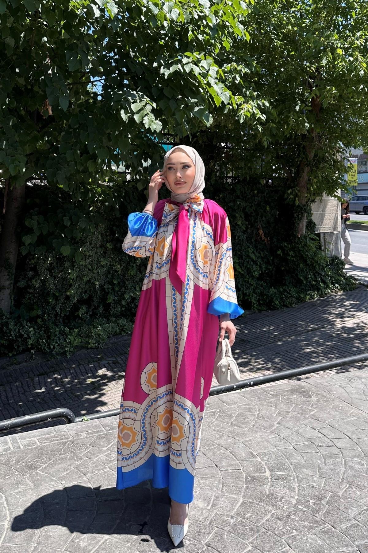 Mathilda Şal Yaka Elbise PEMBE