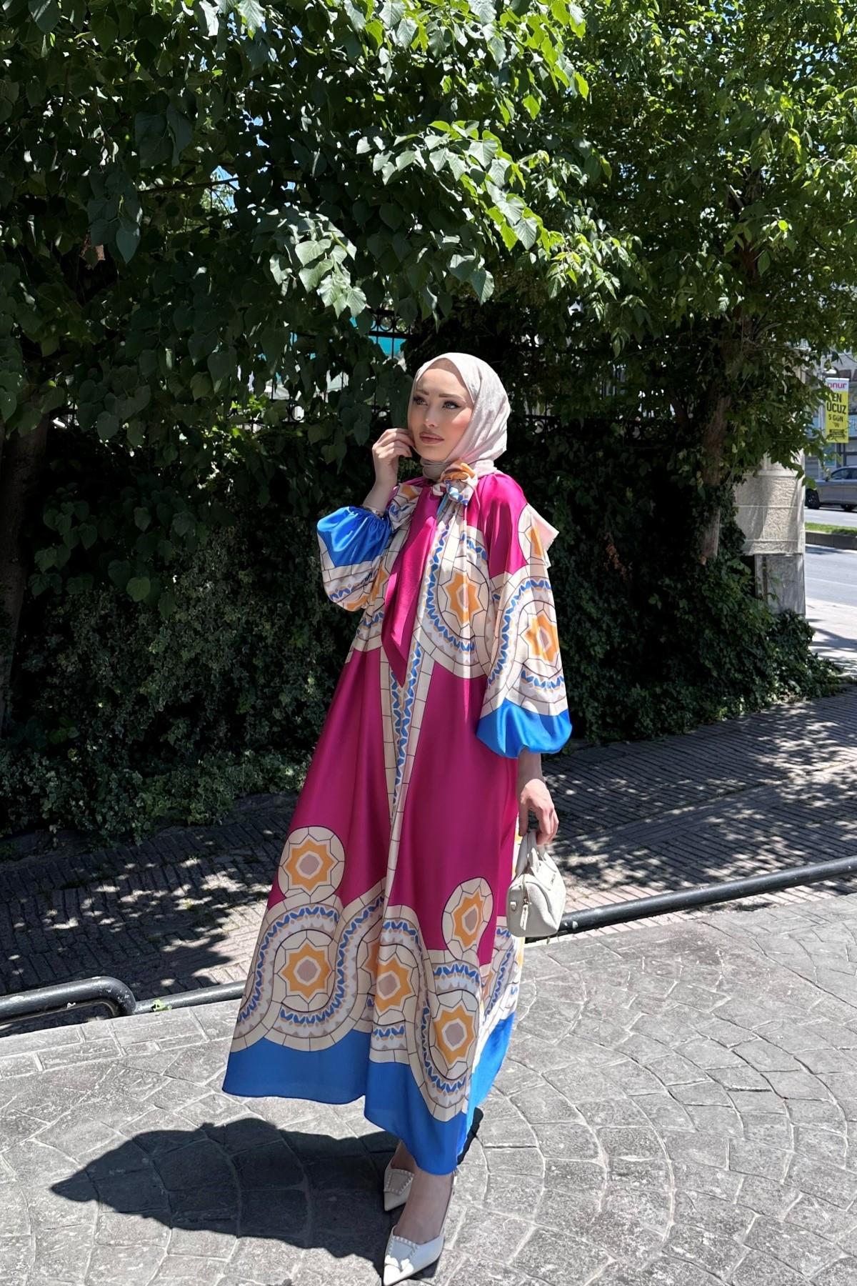 Mathilda Şal Yaka Elbise PEMBE