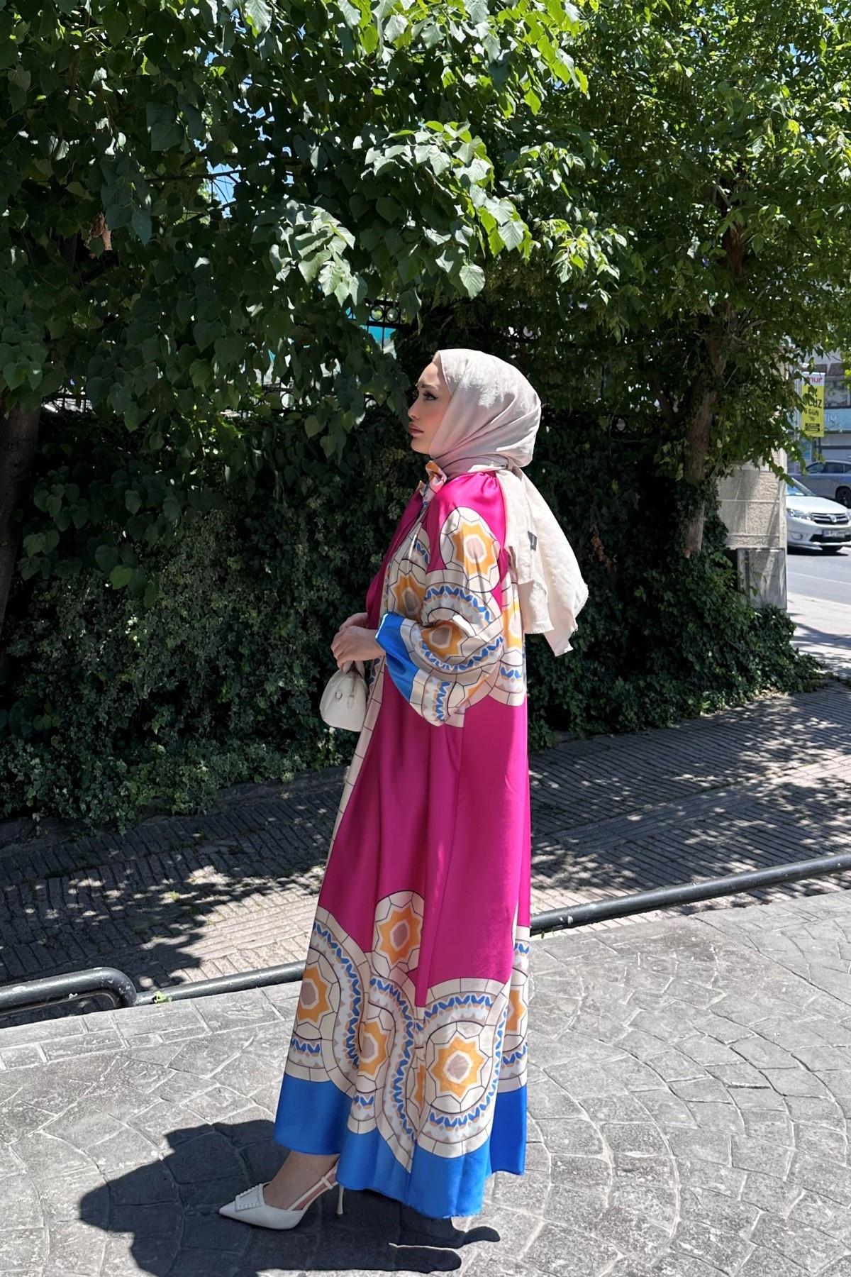 Mathilda Şal Yaka Elbise PEMBE