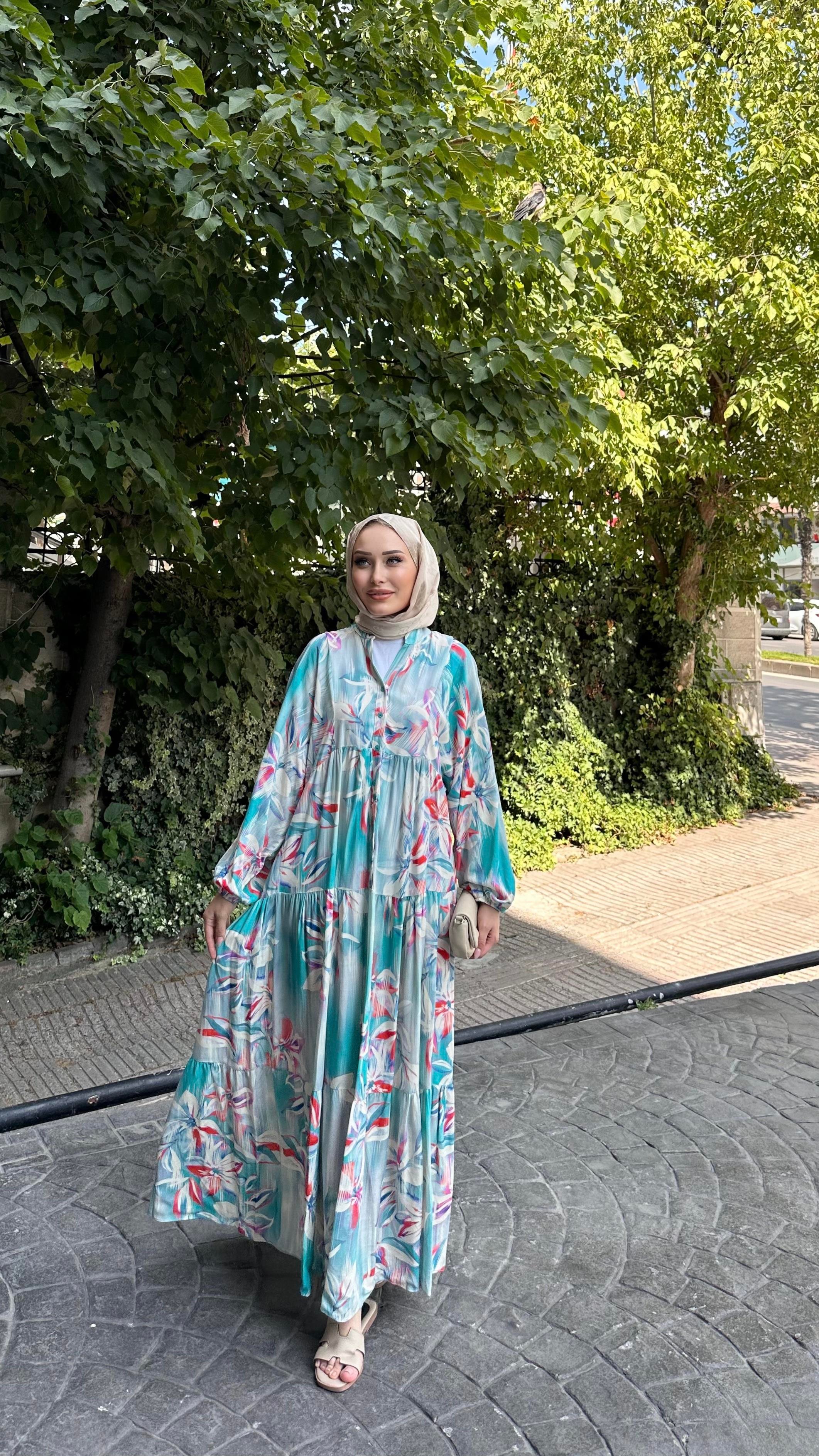 Rüya Viskon Elbise MAVİ