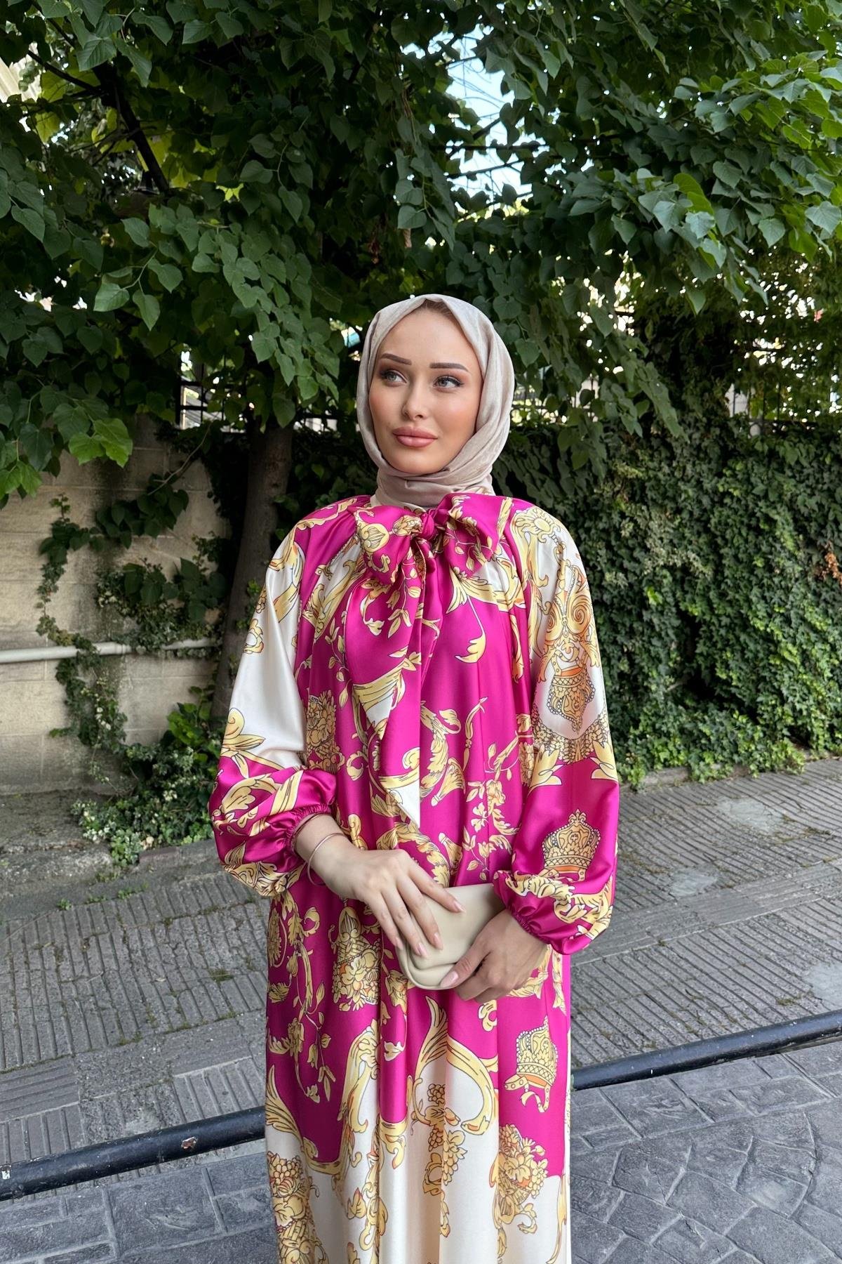 Şal Yaka Luxury Elbise PEMBE