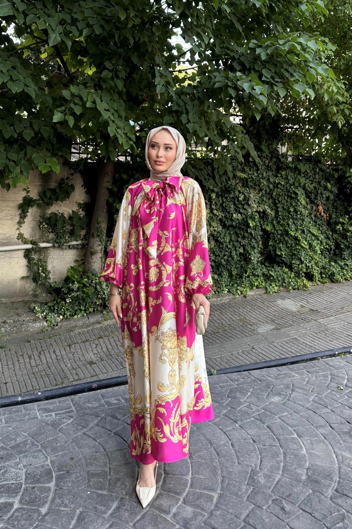 Şal Yaka Luxury Elbise PEMBE