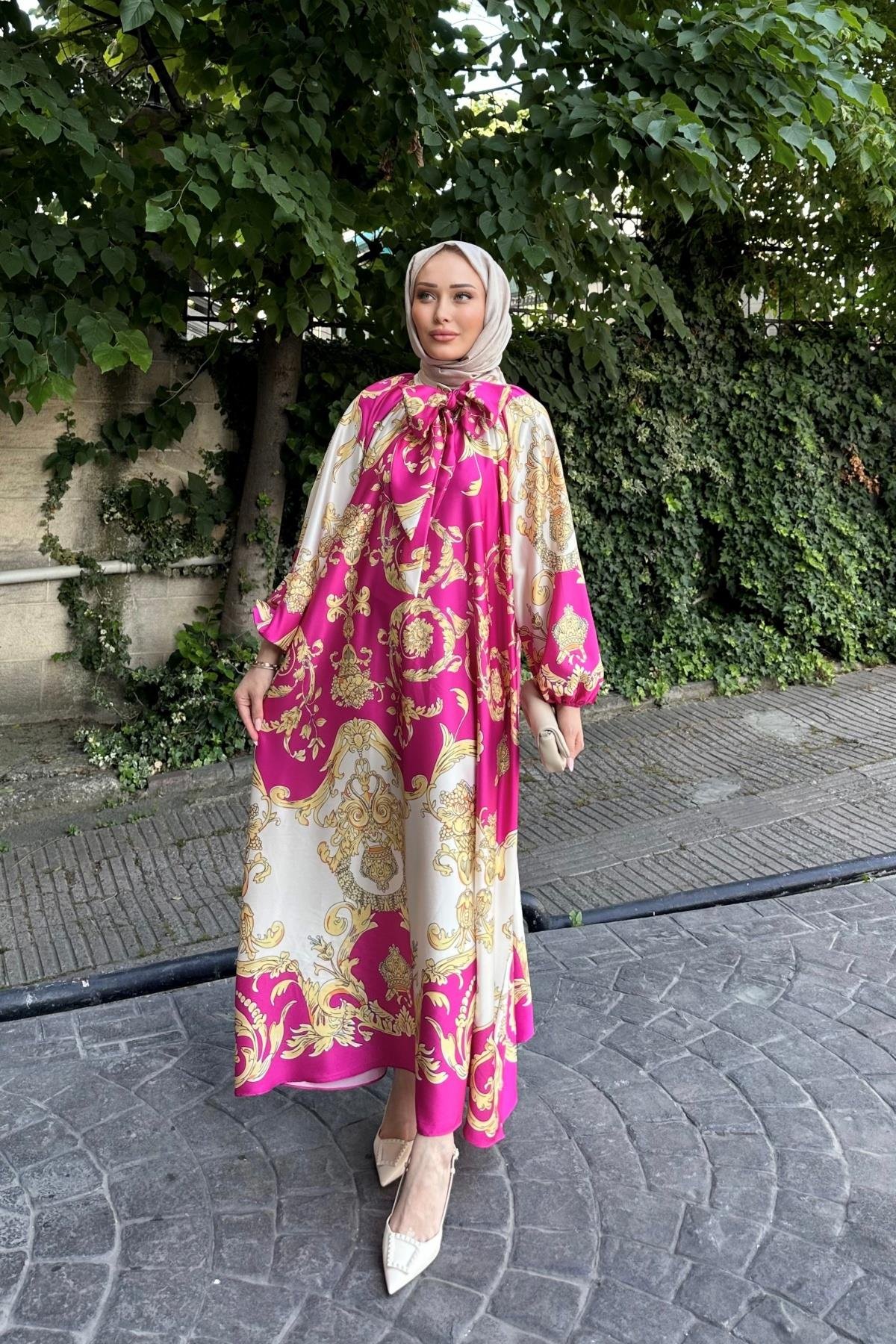 Şal Yaka Luxury Elbise PEMBE