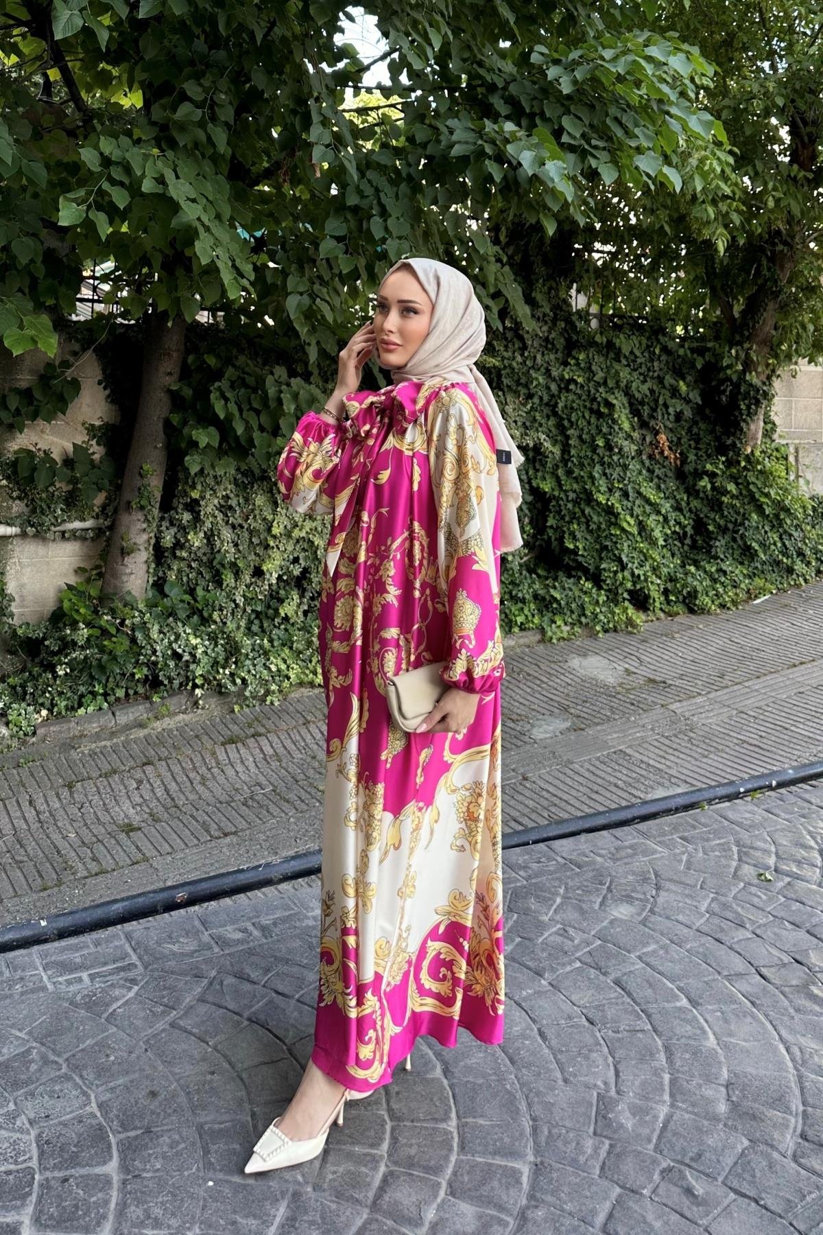 Şal Yaka Luxury Elbise PEMBE