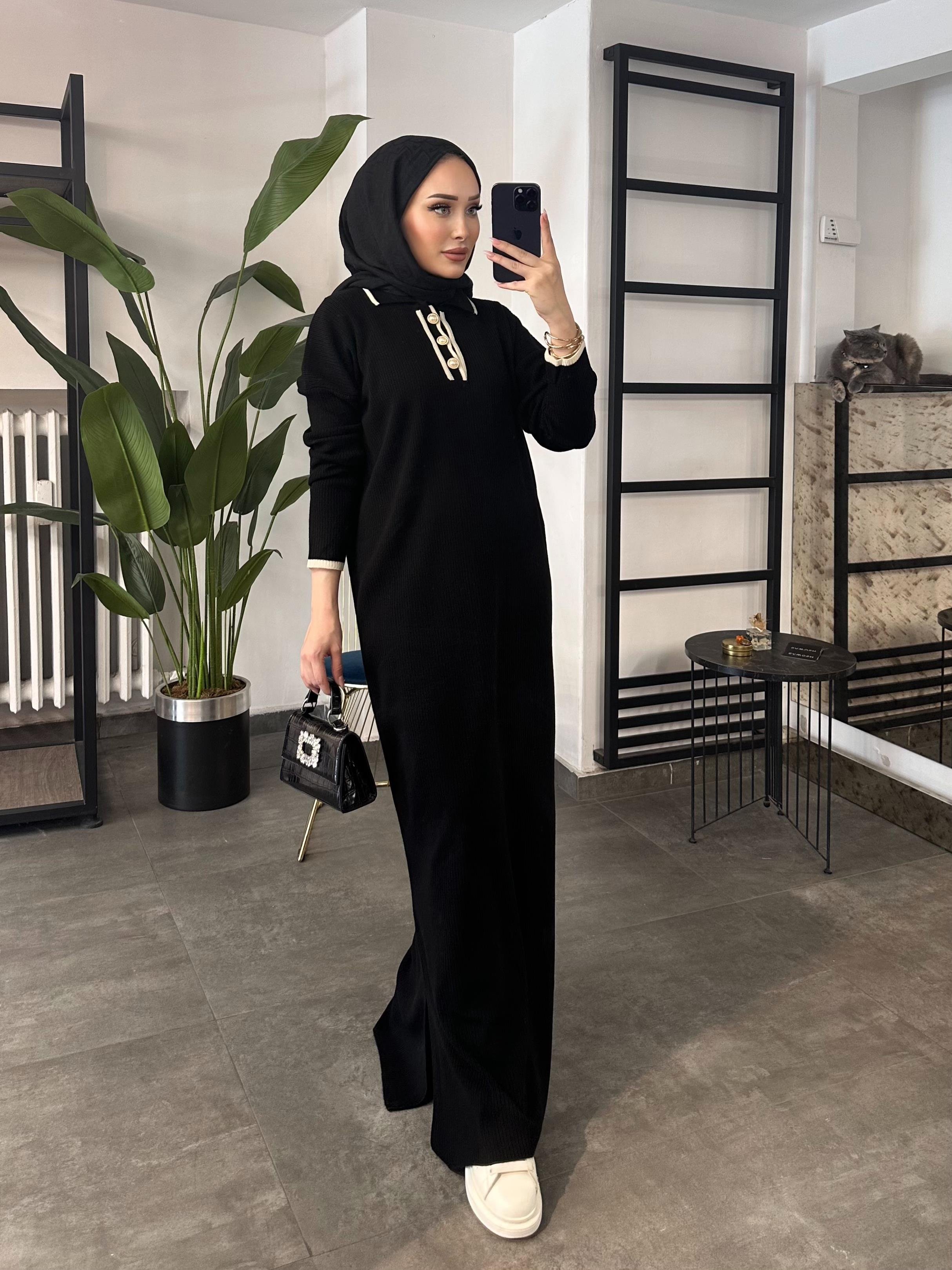 Triko Elbise SİYAH