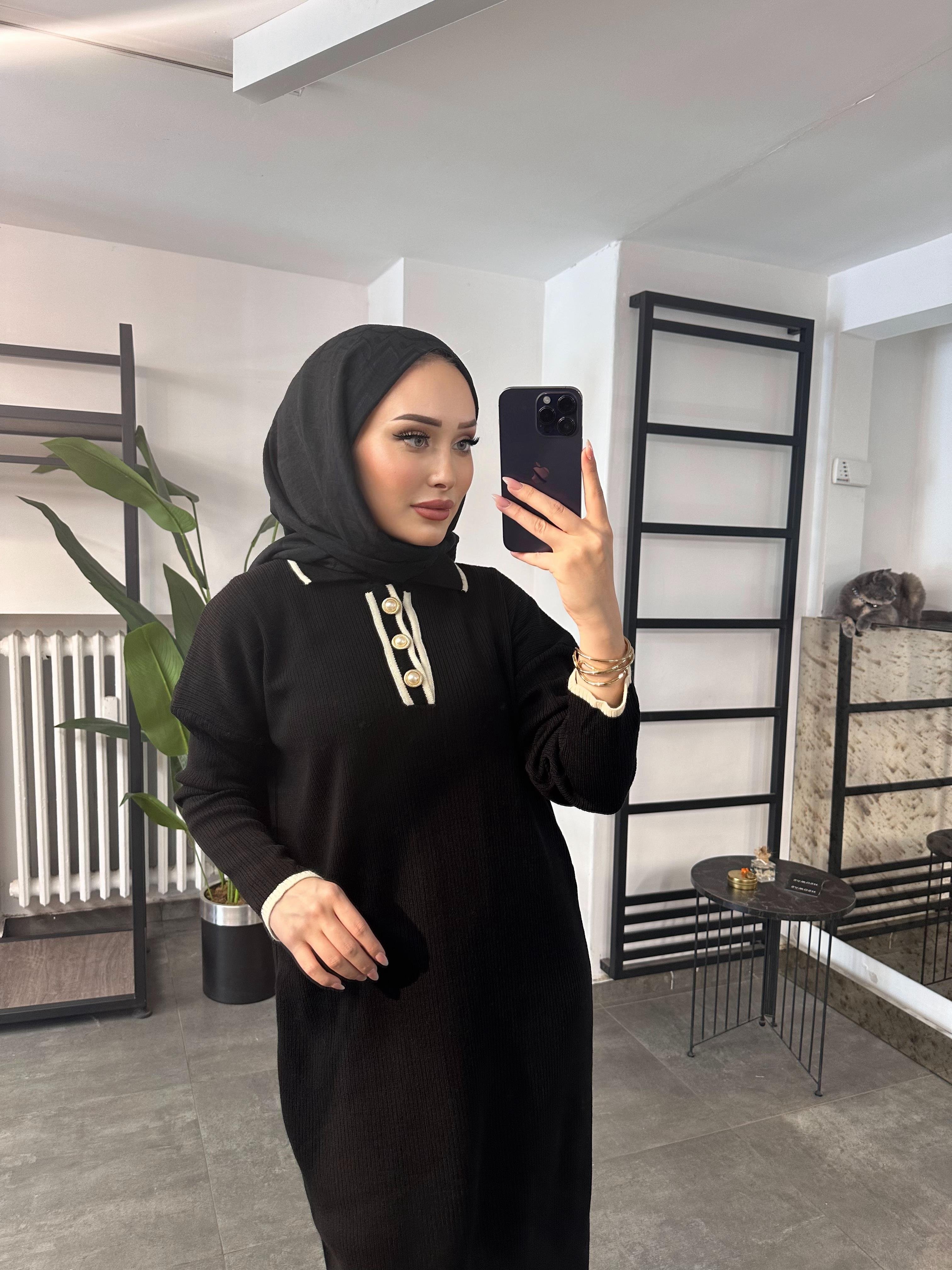 Triko Elbise SİYAH