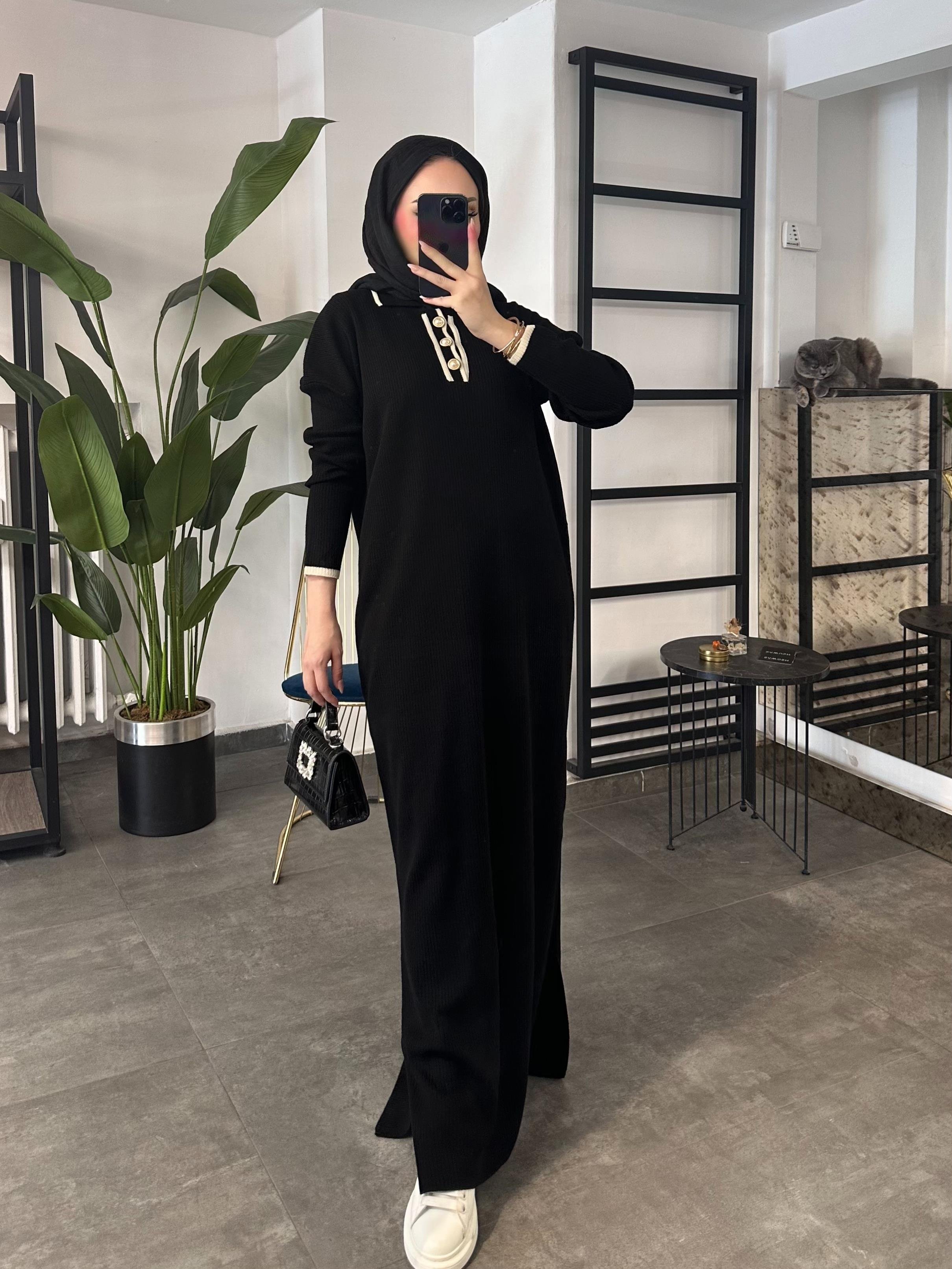 Triko Elbise SİYAH