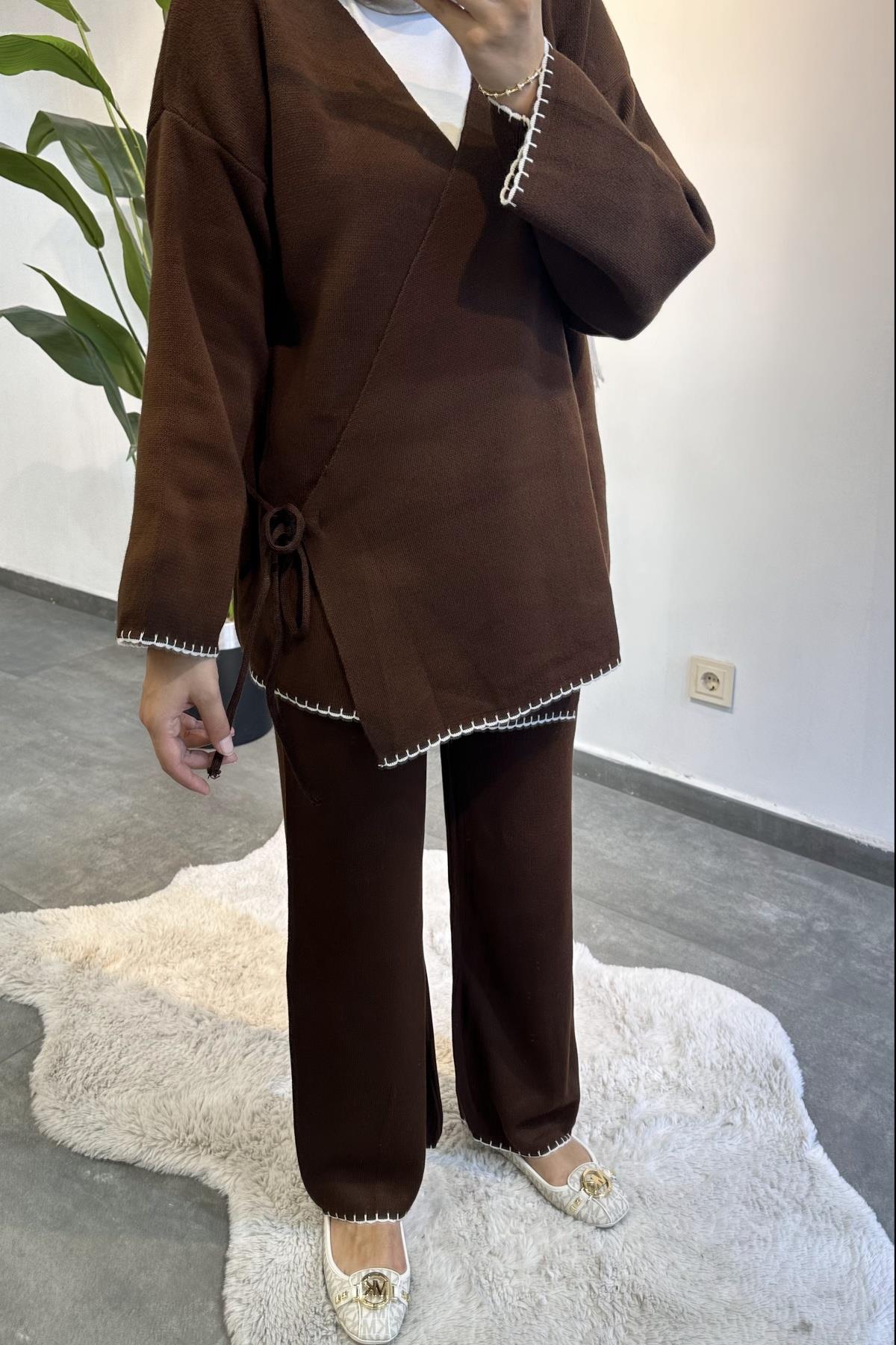 Triko Kimono Takım KAHVERENGİ
