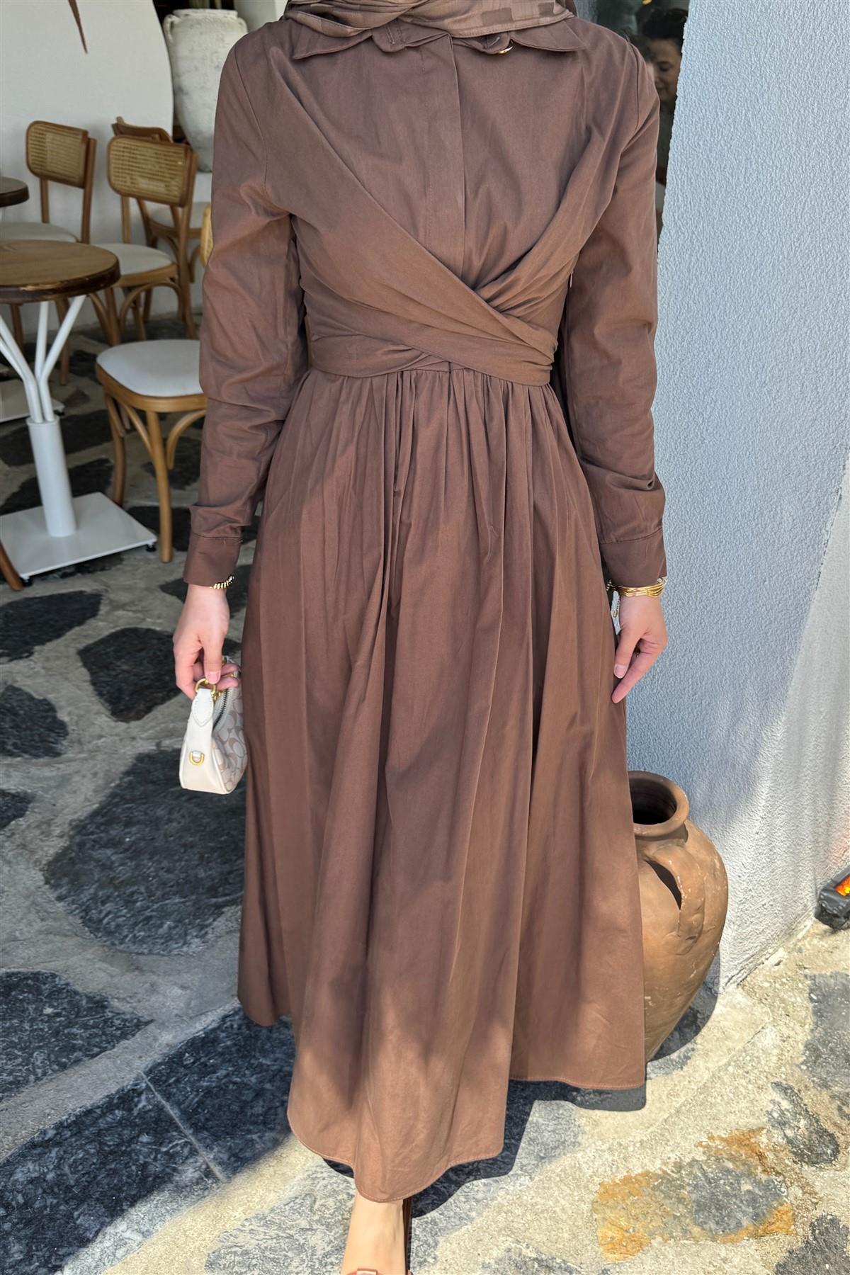 Velina Elbise Kahverengi