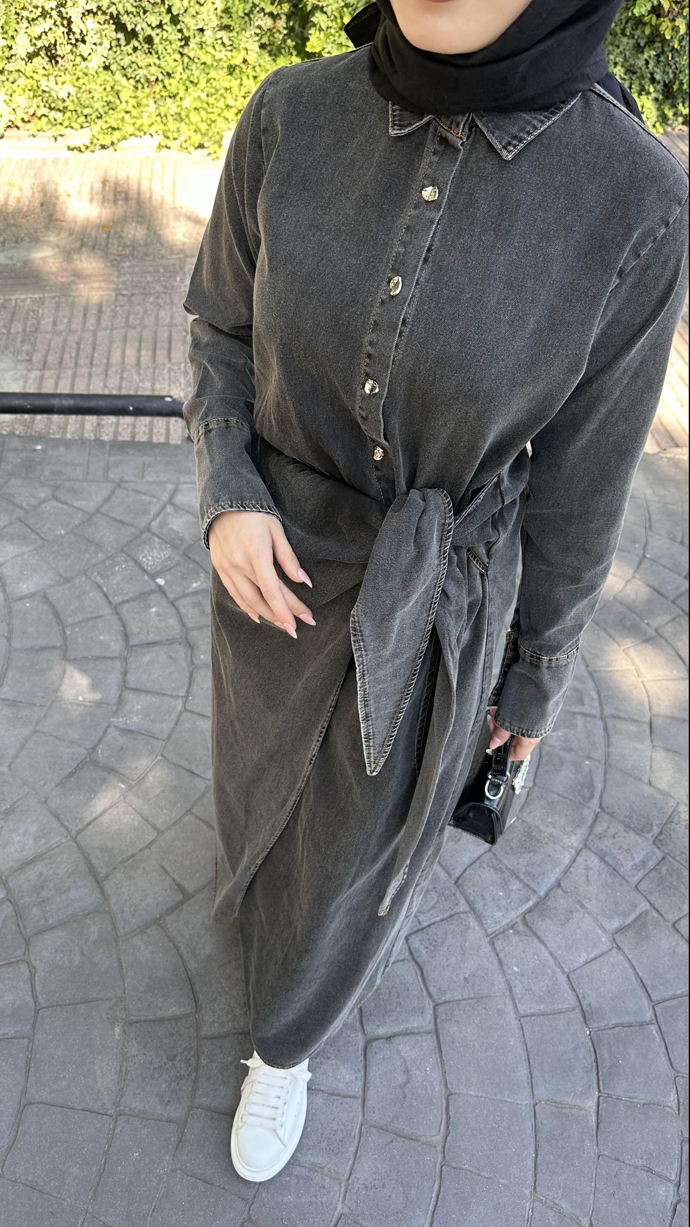 Yandan Baglama Detay Denim FÜME