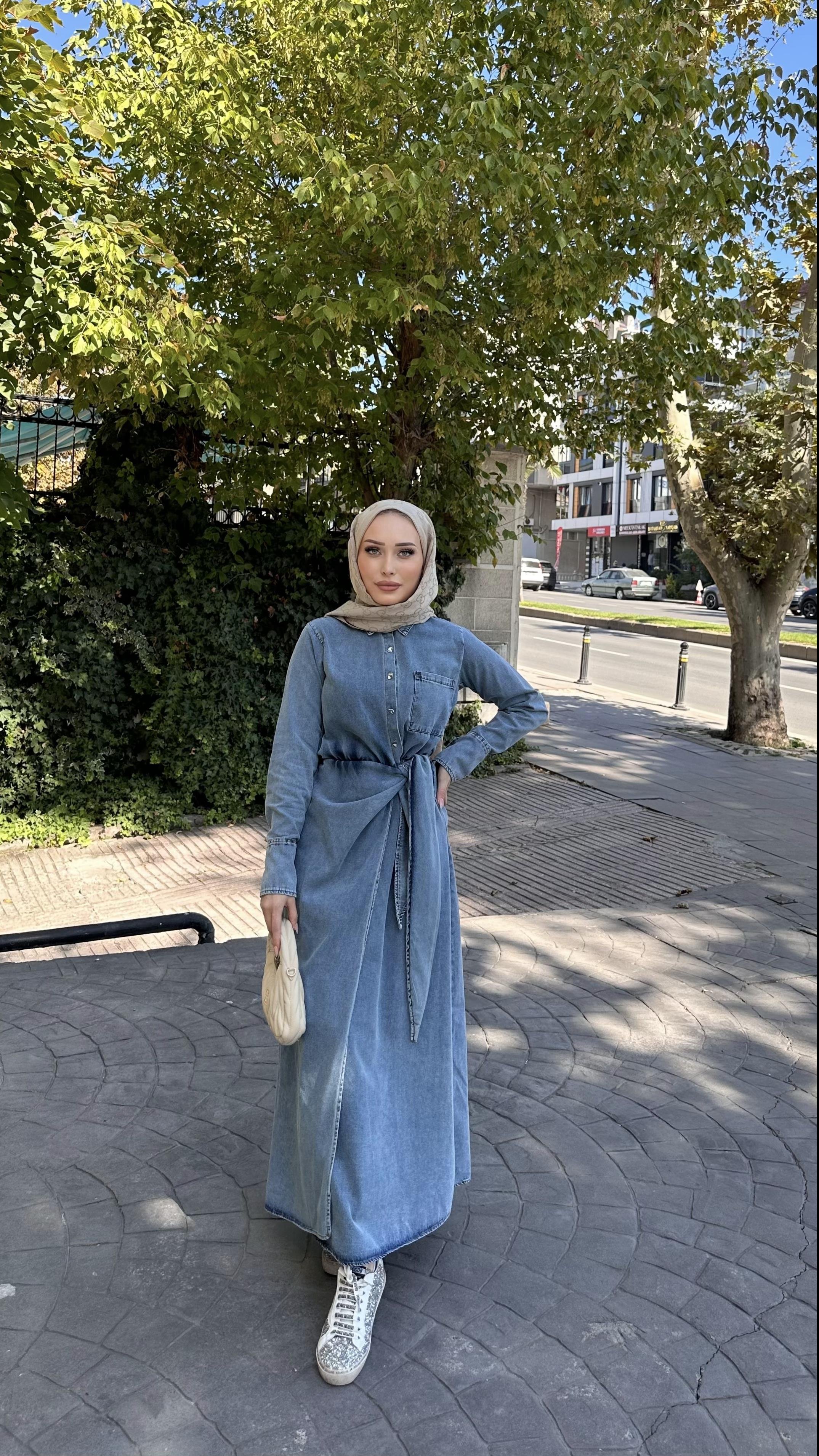 Yandan Baglama Detay Denim MAVİ