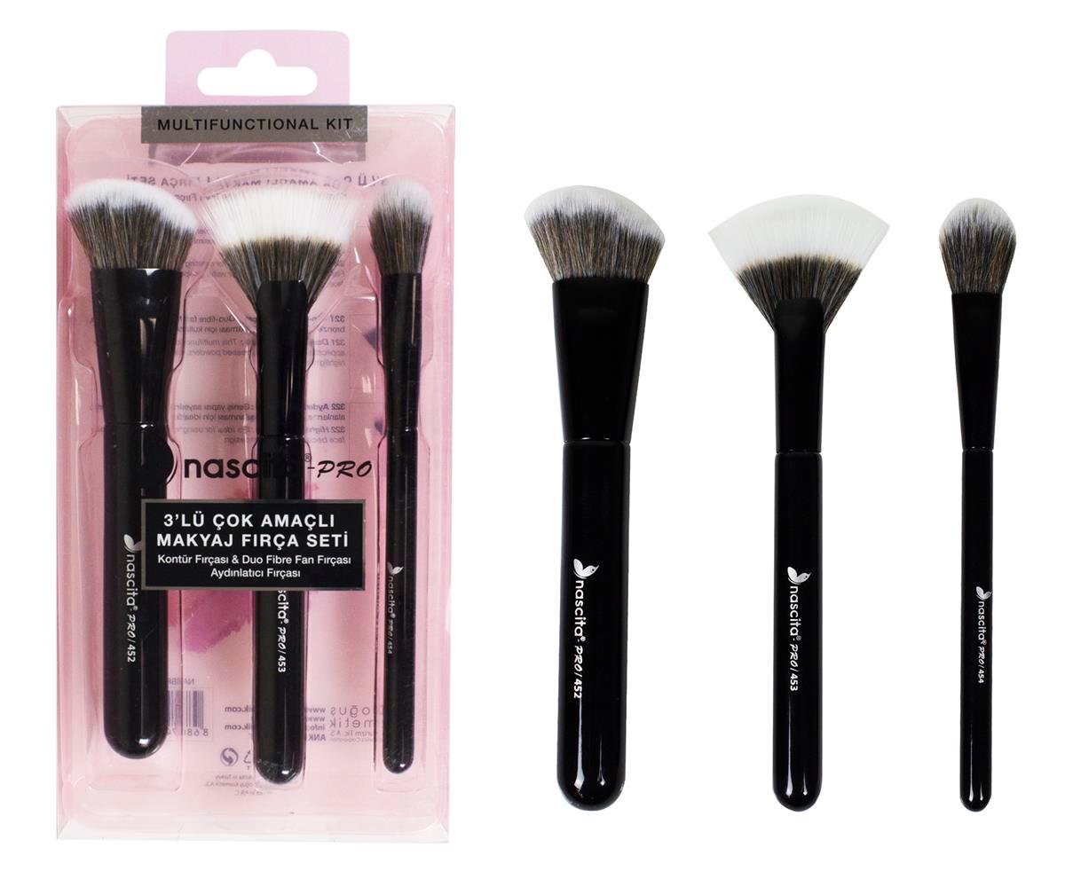 3 lü Siyah Makyaj Fırça Seti(452+453+454 )