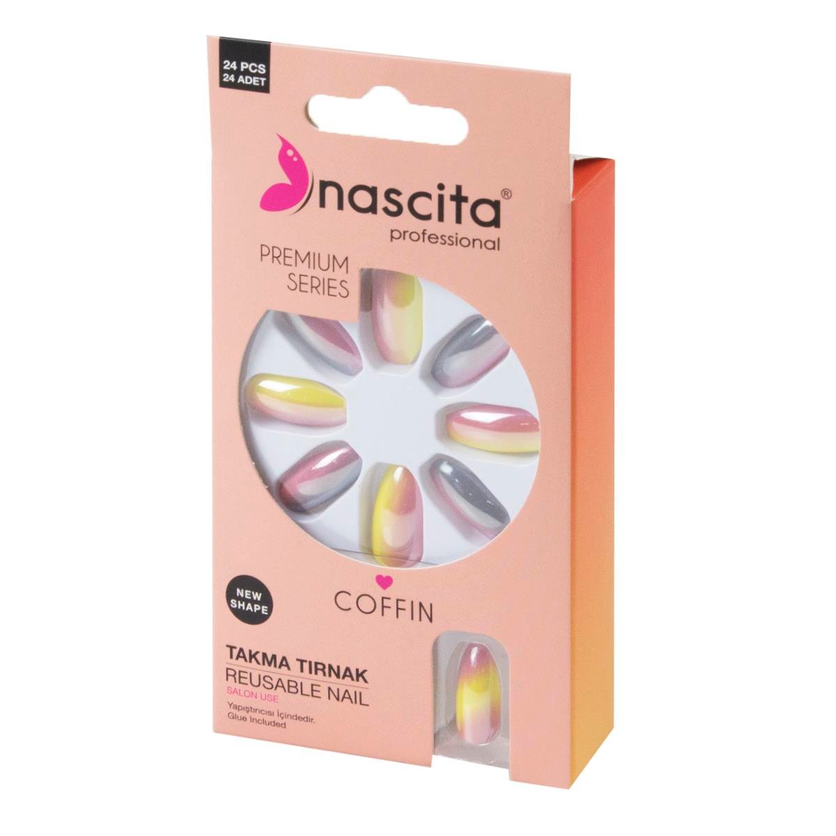 Nascita 24'lü Coffin Renkli Takma Tırnak - 184