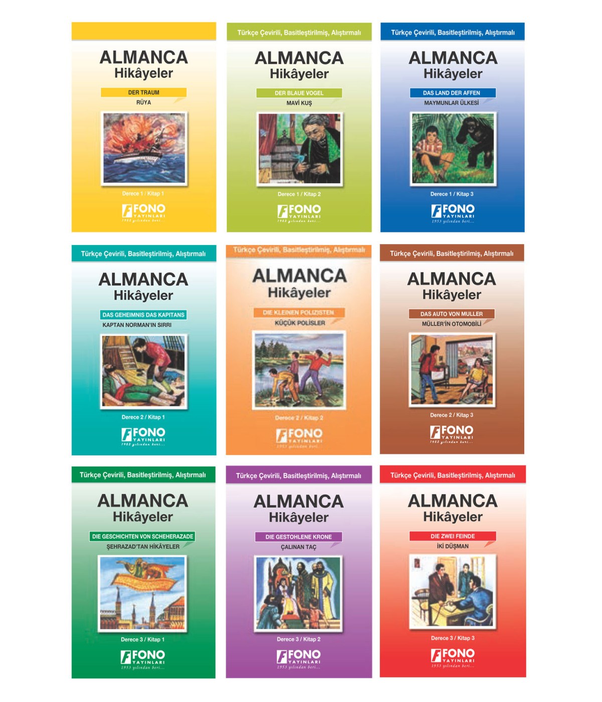Almanca - Türkçe Hikayeler (9 Kitap Set) (derece 1-2-3)