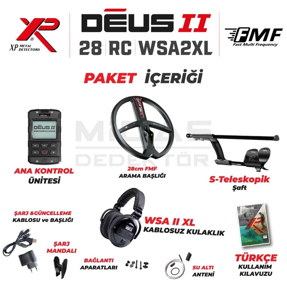 DEUS 2 28CM FMF BAŞLIK,ANA KONTROL ÜNİTESİ,WSA2XL KULAKLIK