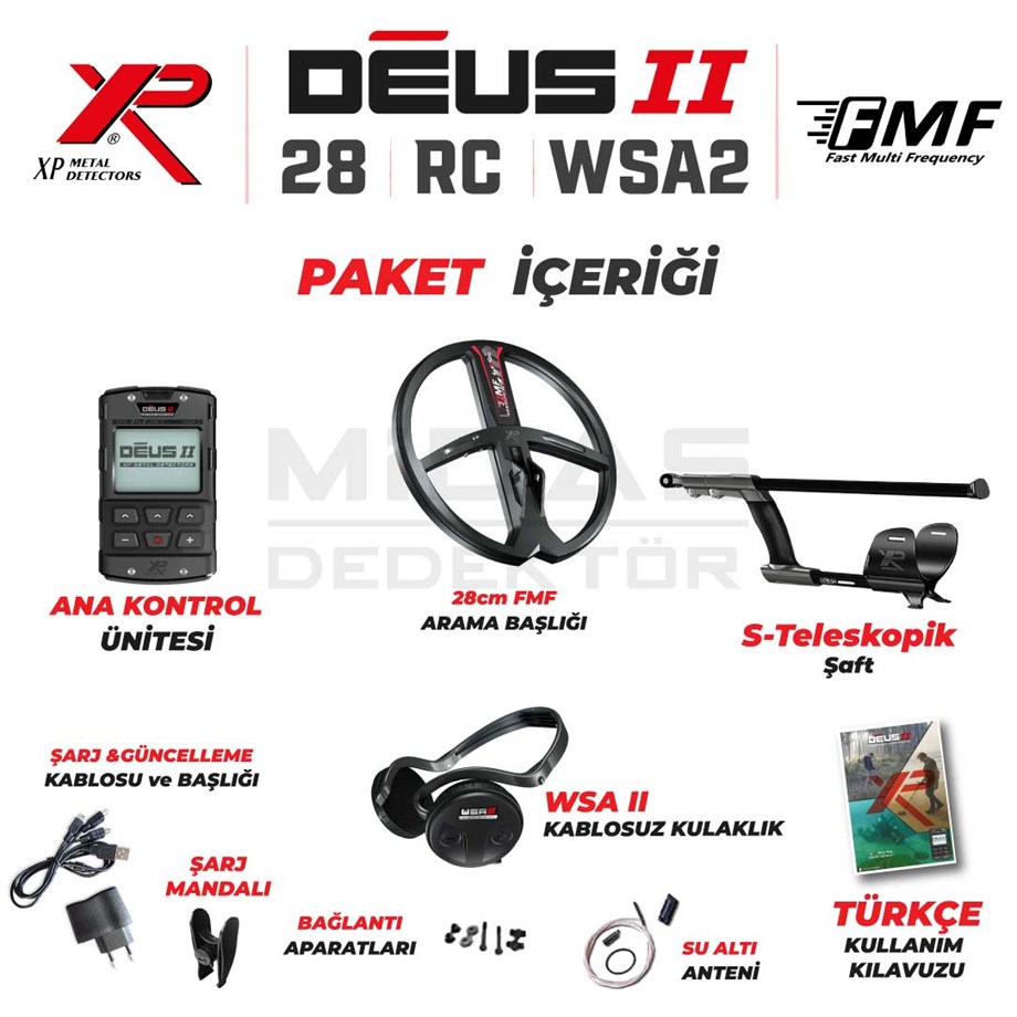 DEUS 2 28CM FMF BAŞLIK,ANA KONTROL ÜNİTESİ,WSA2 KULAKLIK