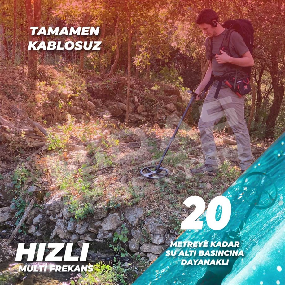 DEUS 2 - 34x28cm FMF Başlık, Ana Kontrol Ünitesi (RC), BH-01 Kablolu Su Geçirmez Kulaklık