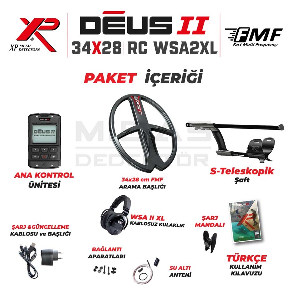 DEUS 2 34X28CM FMF BAŞLIK,ANA KONTROL ÜNİTESİ,WSA2XL KULAKLIK