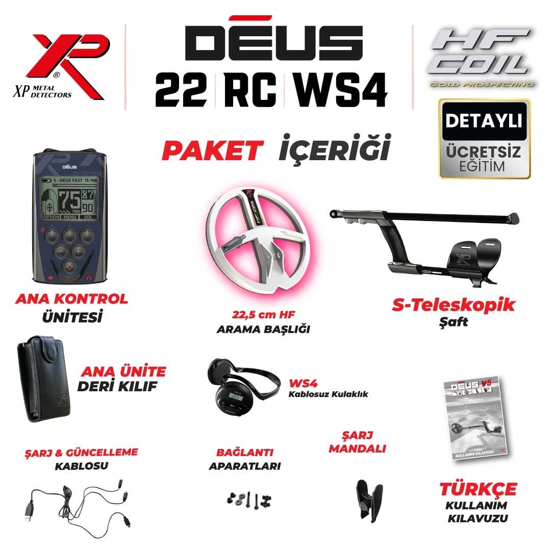 DEUS 22,5CM HF BAŞLIK,ANA KONTROL ÜNİTESİ,WS4 KULAKLIK
