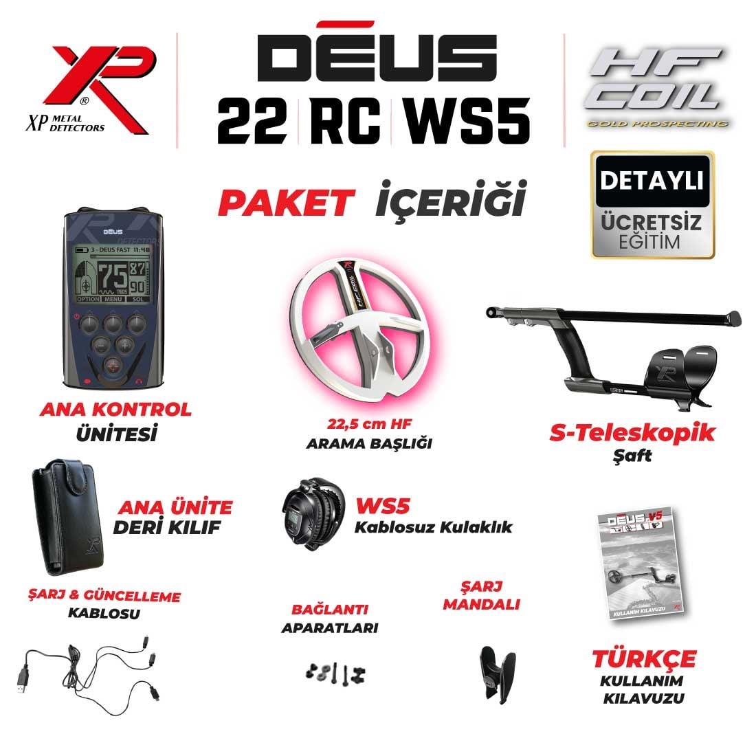 DEUS 22,5CM HF BAŞLIK,ANA KONTROL ÜNİTESİ,WS5 KULAKLIK