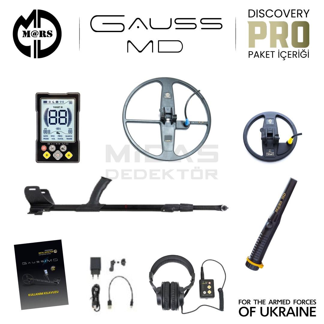 GAUSS MD Dedektör – Discovery 33cm + 18cm Başlık – Pinpointer + Kulaklık