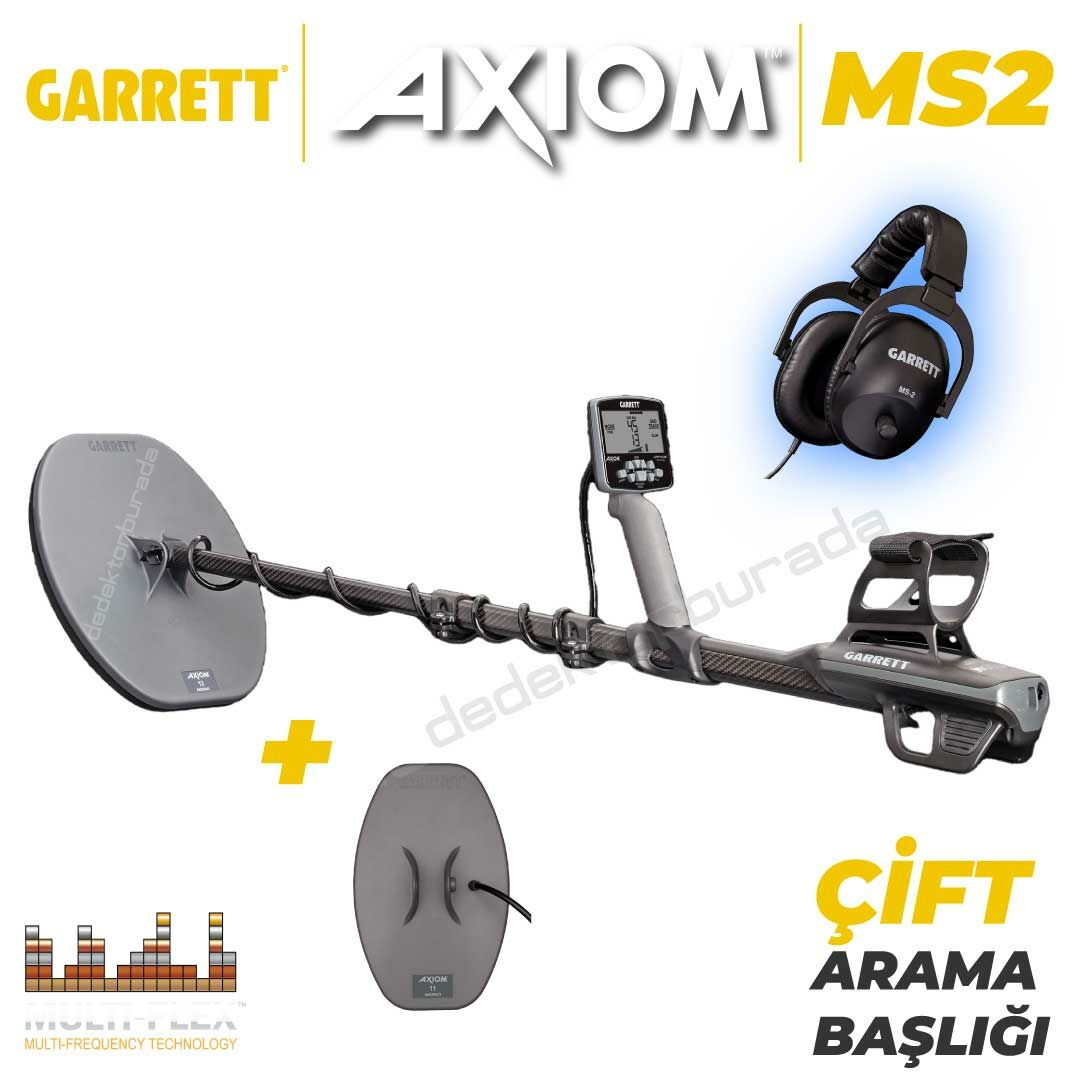 Axiom Remote Altın Dedektörü 34x28 cm Mono, 28x18 cm DD Başlıklı MS-2 Kablolu Kulaklık