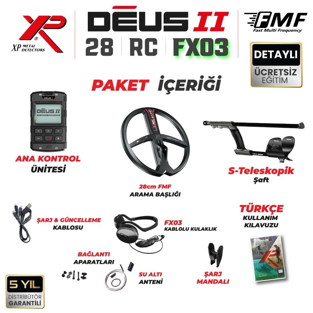 DEUS 2 28CM FMF BAŞLIK,ANA KONTROL ÜNİTESİ,FX03 KULAKLIK