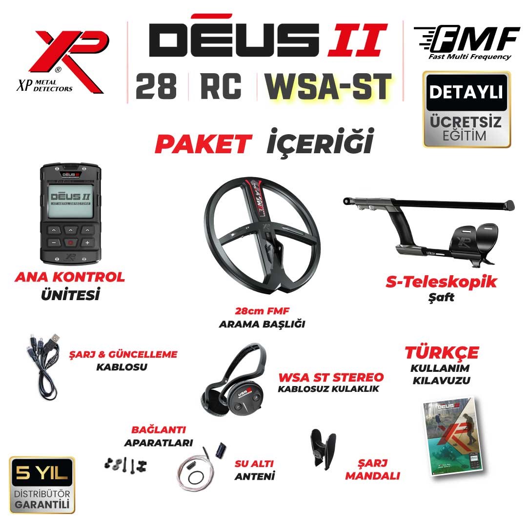 DEUS 2 28CM FMF BAŞLIK,ANA KONTROL ÜNİTESİ,WSA2 KULAKLIK