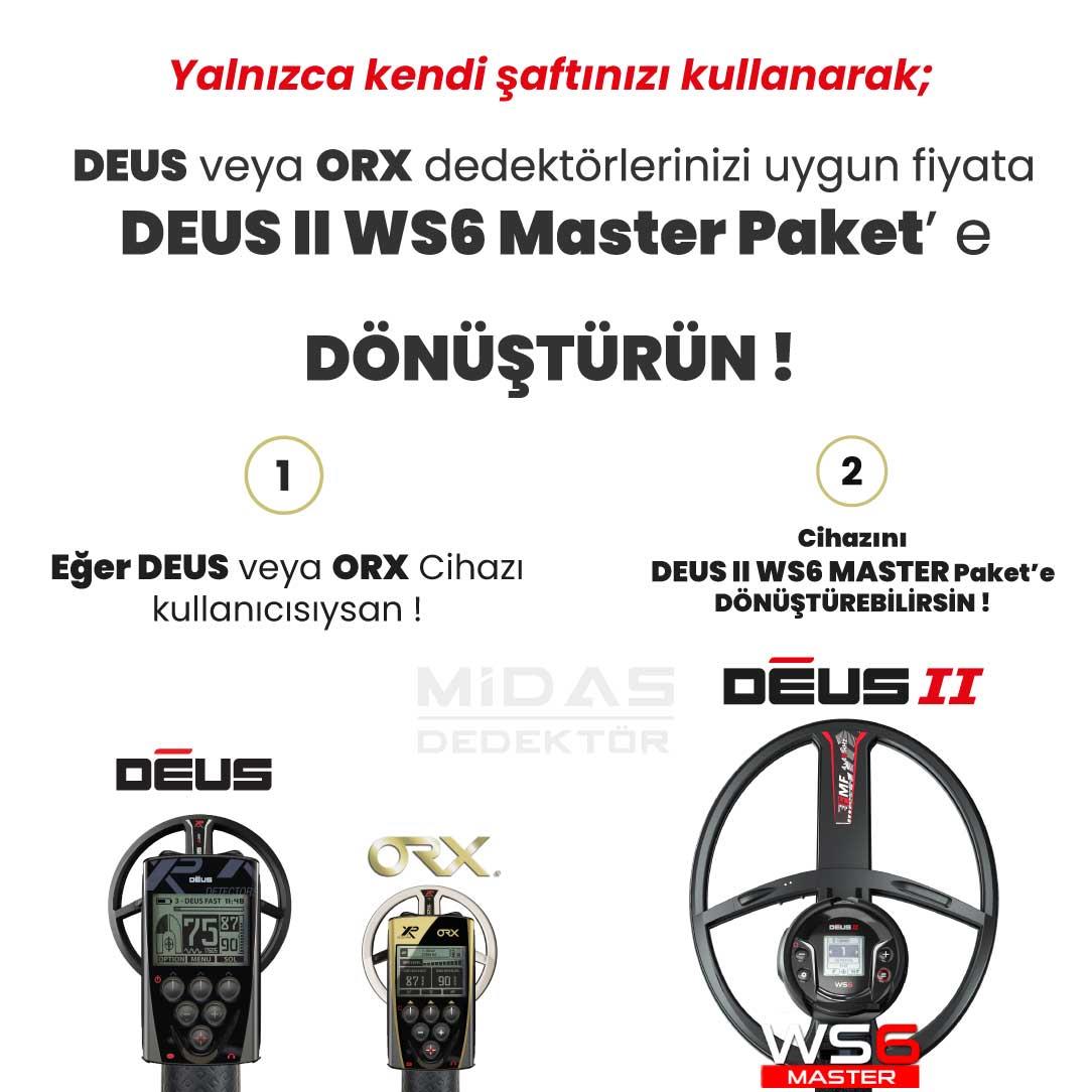 Deus 2 Dedektör- DÖNÜŞÜM PAKETİ - 34x28cm FMF Başlık, WS6 Master
