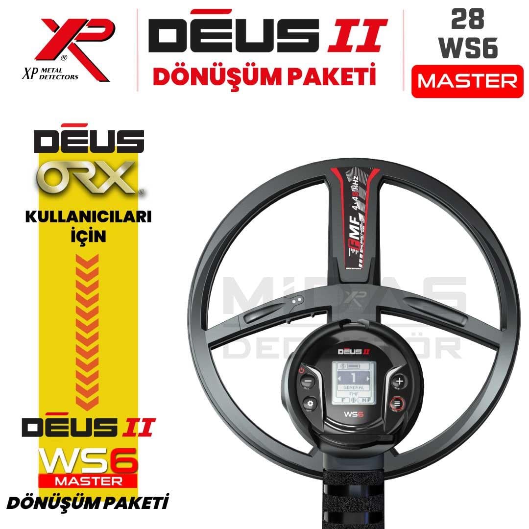 Deus 2 Dedektör- DÖNÜŞÜM PAKETİ - 28cm FMF Başlık, WS6 Master