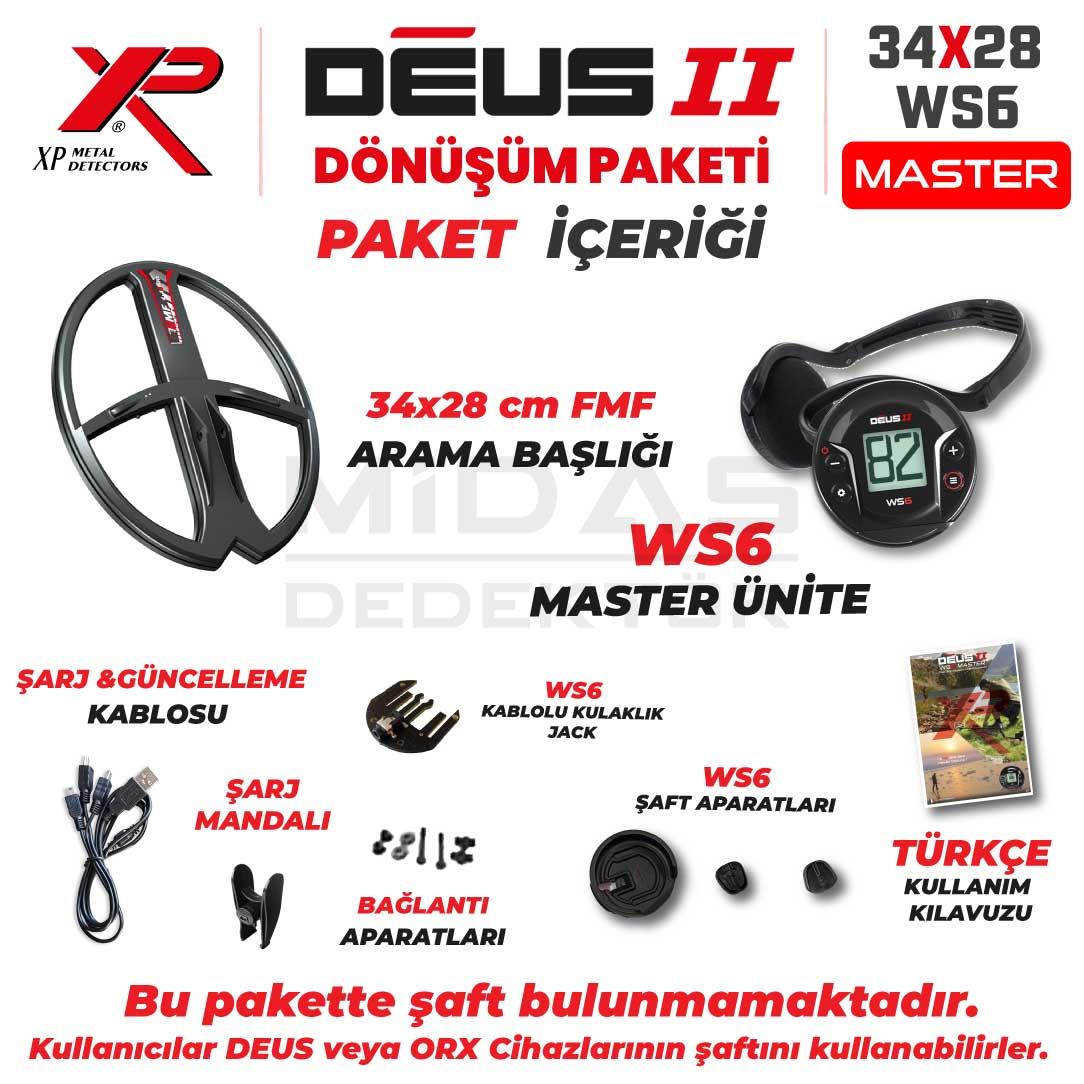Deus 2 Dedektör- DÖNÜŞÜM PAKETİ - 34x28cm FMF Başlık, WS6 Master