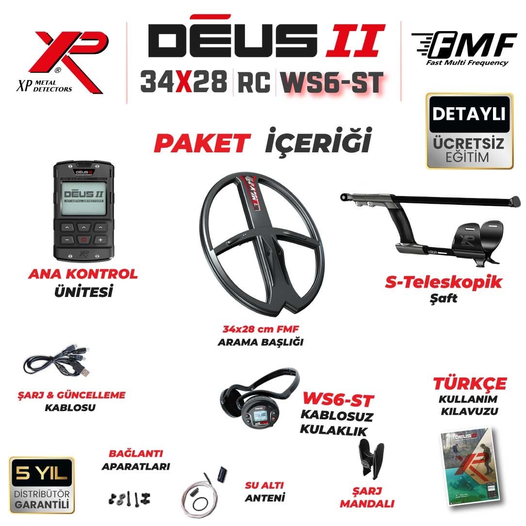 DEUS 2 34X28CM FMF BAŞLIK,ANA KONTROL ÜNİTESİ,WS6 KULAKLIK
