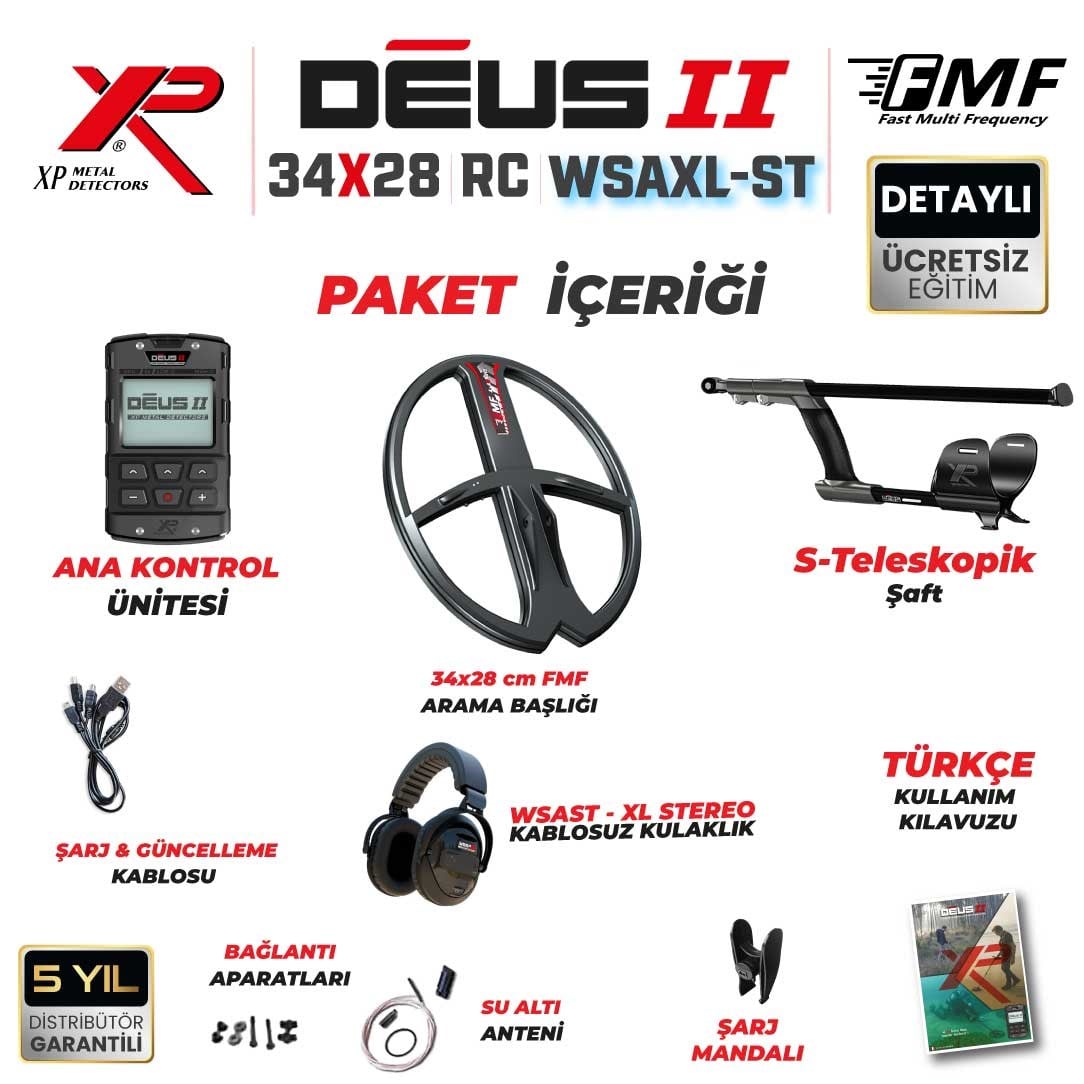 DEUS 2 34X28CM FMF BAŞLIK,ANA KONTROL ÜNİTESİ,WSA2XL KULAKLIK