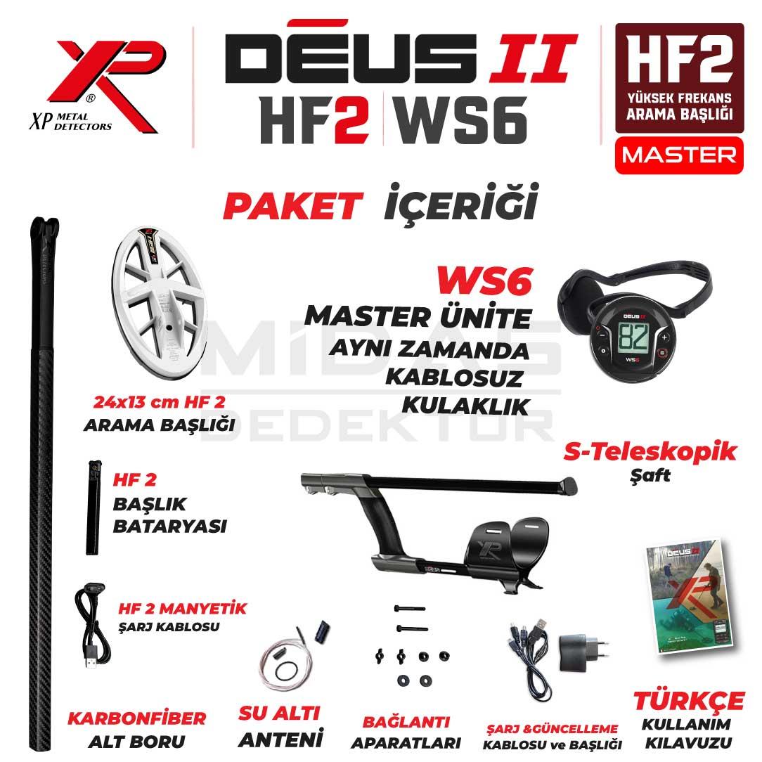 Deus 2 Dedektör - 24x13cm HF2 Başlık, WS6 Master