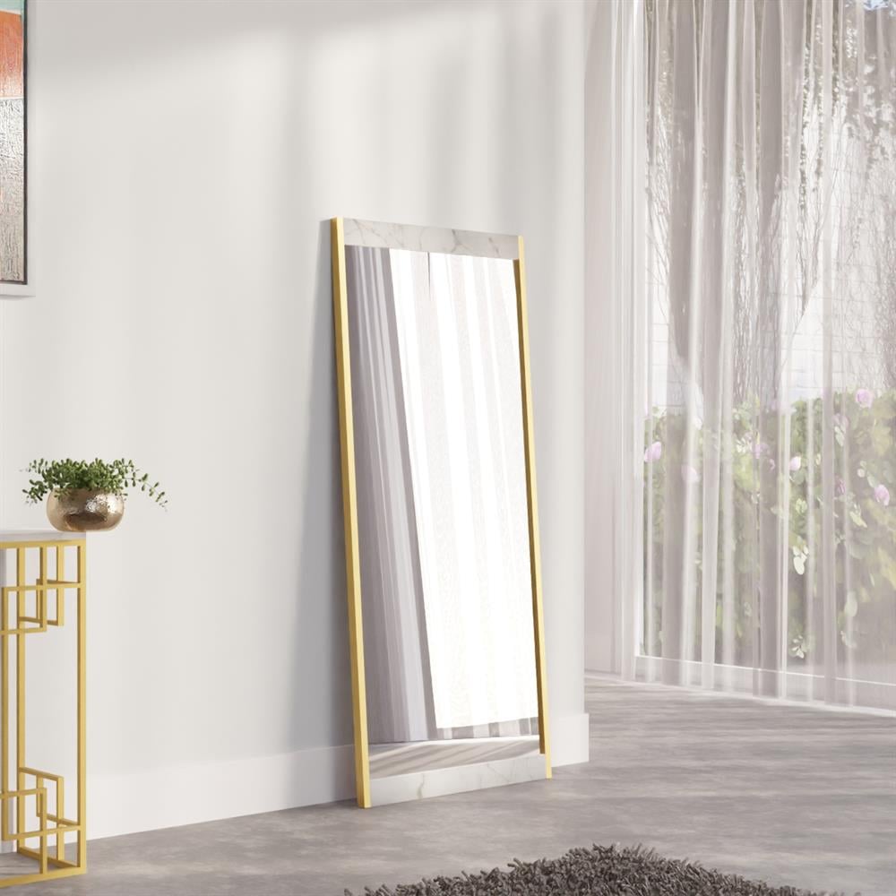 Zelda Beyaz Mermer Dekoratif Ayna