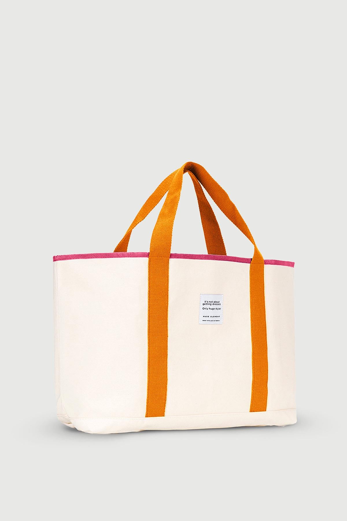 Huge Extra Large Linen Bag Orange Pink