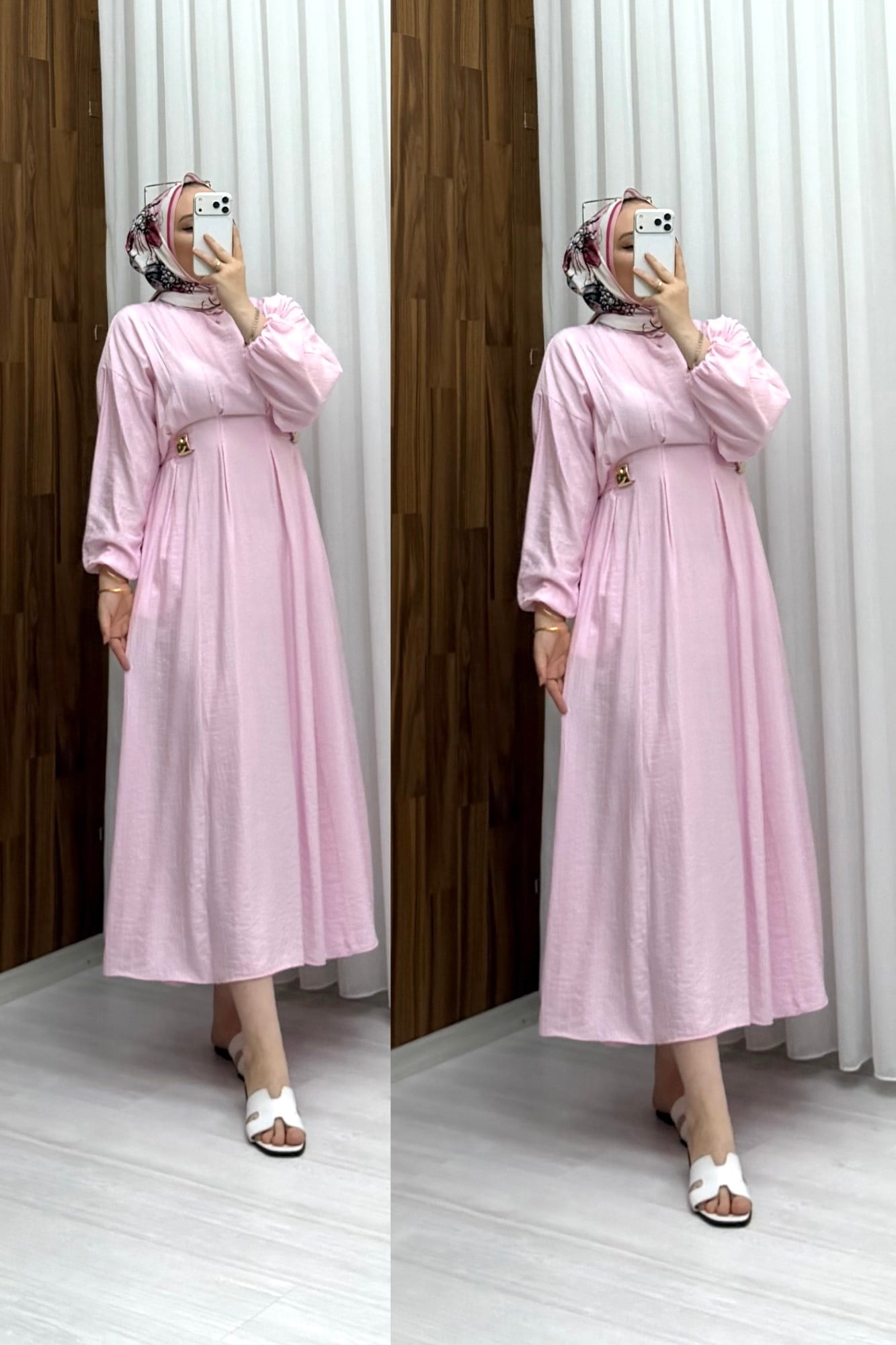 Aksesuar Detay Çilek Elbise Pembe 1002 