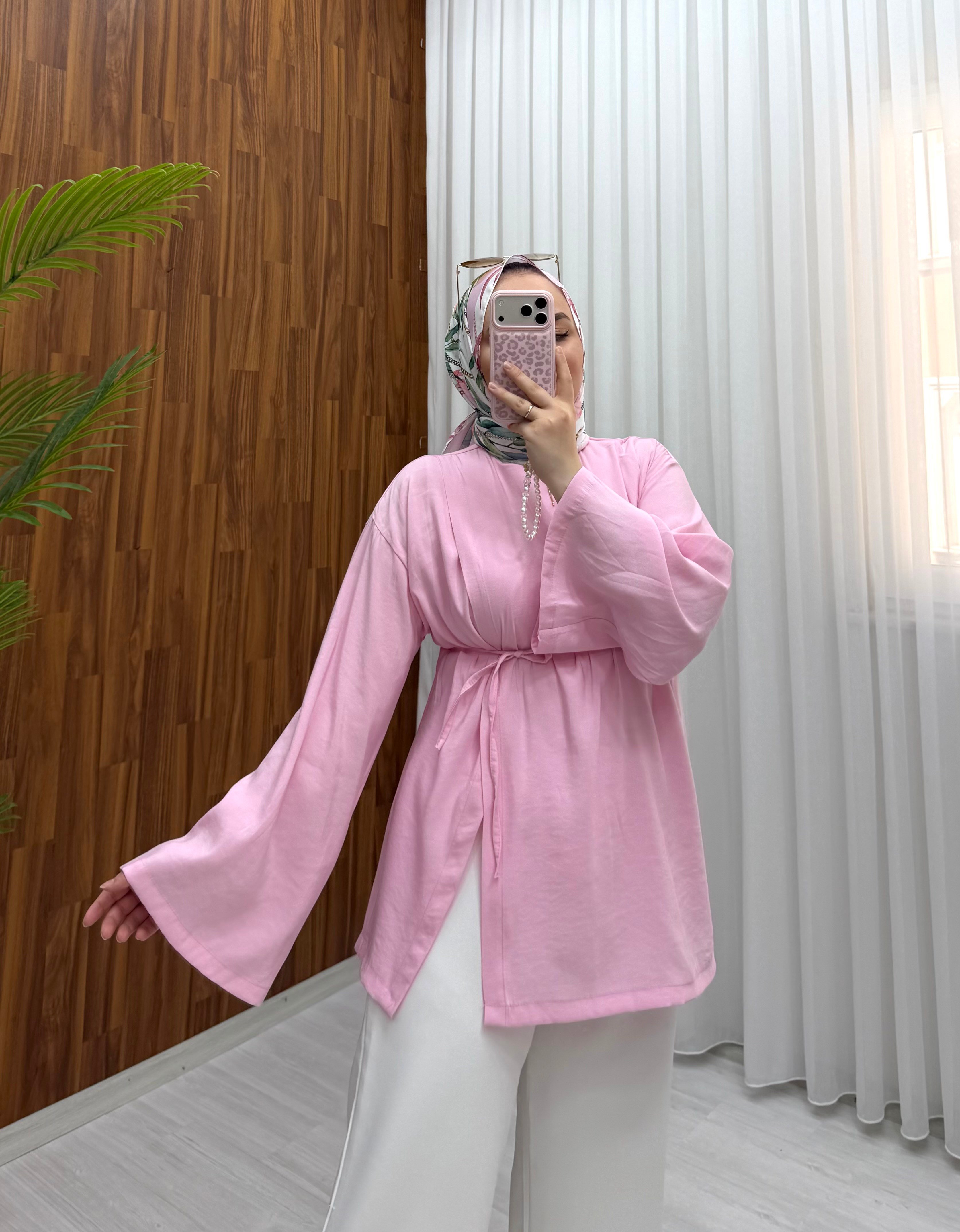 Newshe Yırtmaç Detay Tunik Pembe 1009 