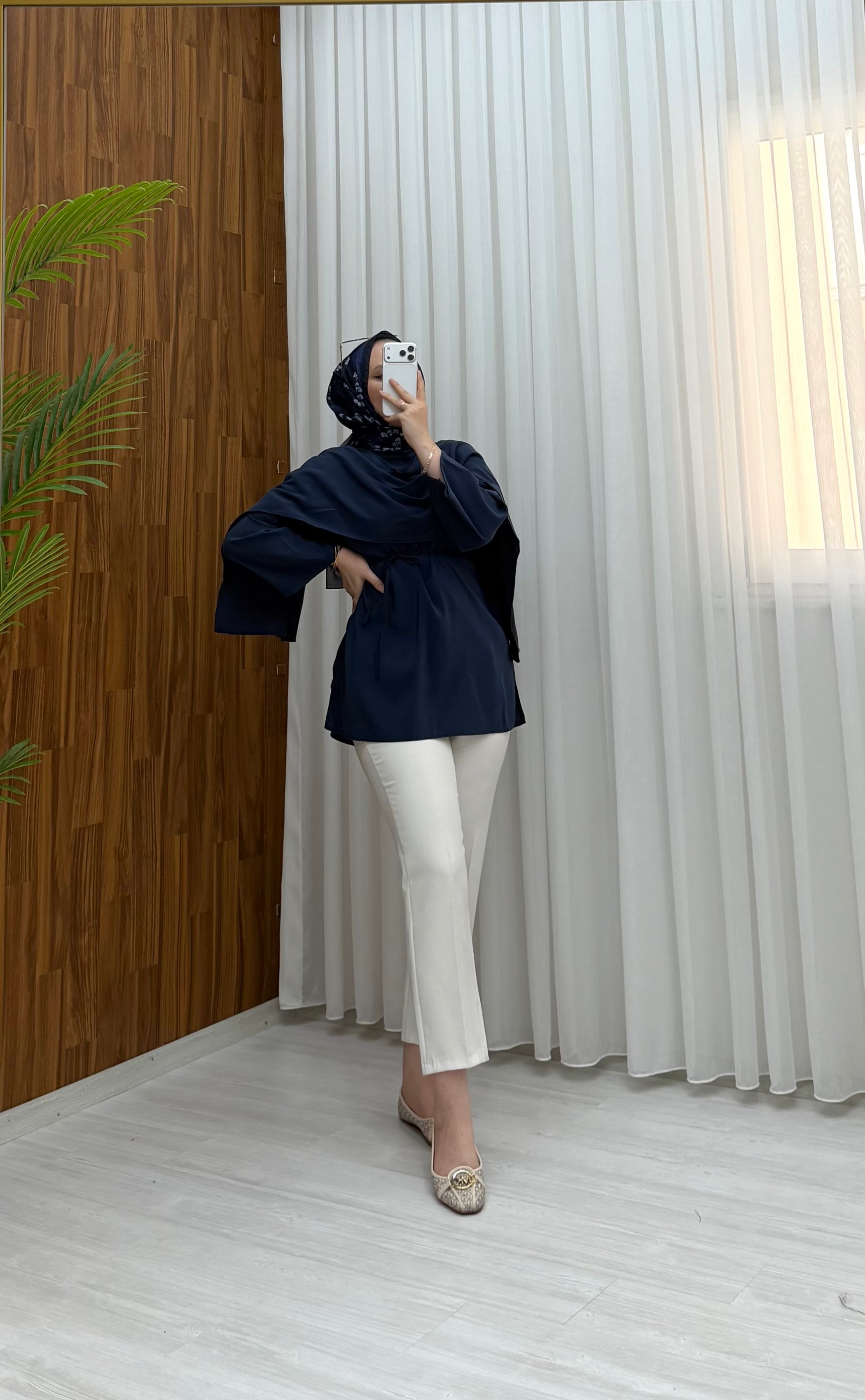 Newshe Pelerin Detay Modal Tunik Lacivert 101 