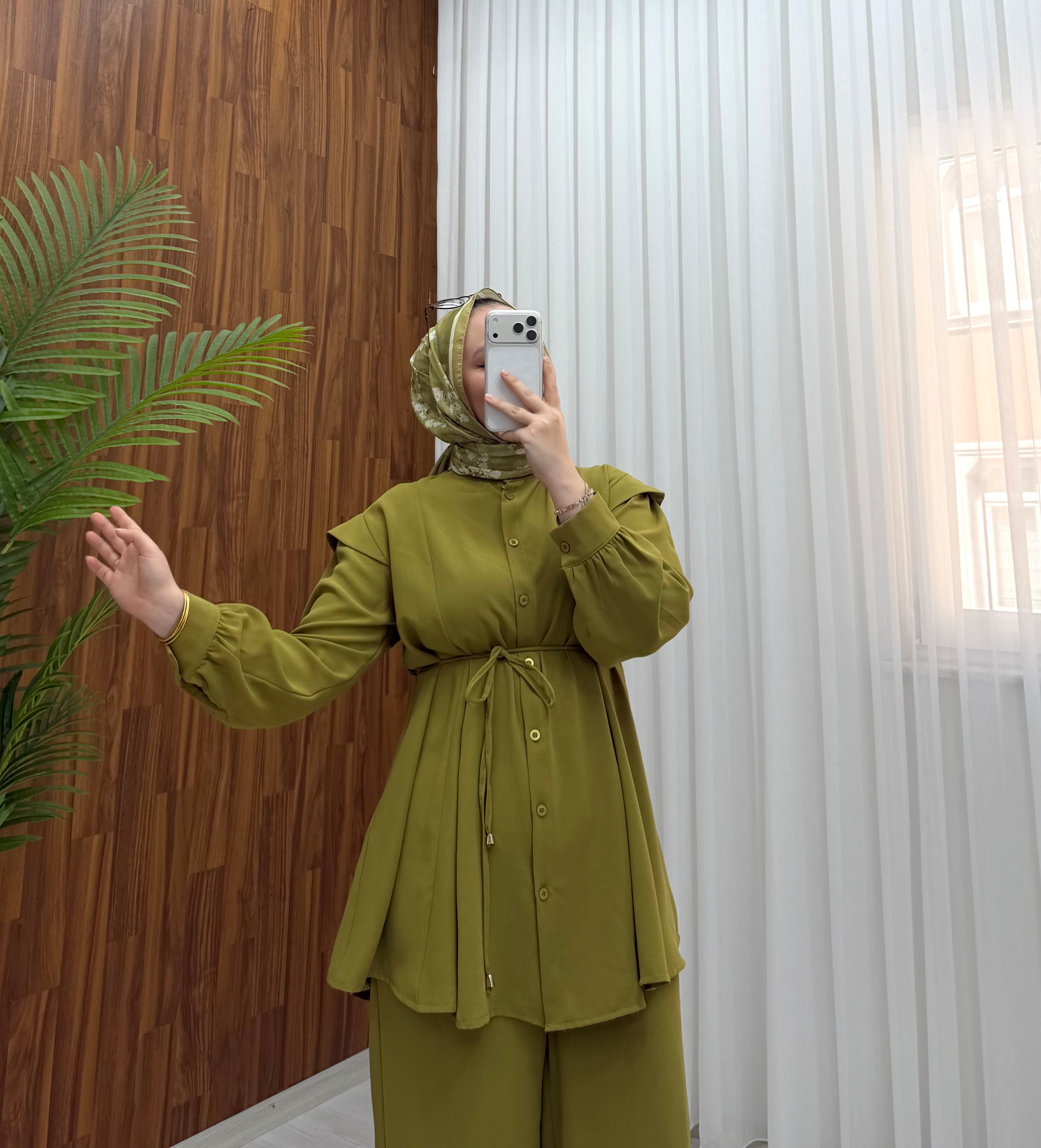 Binay Linda Kumaş  Takım  Yağ Yeşili 1012 