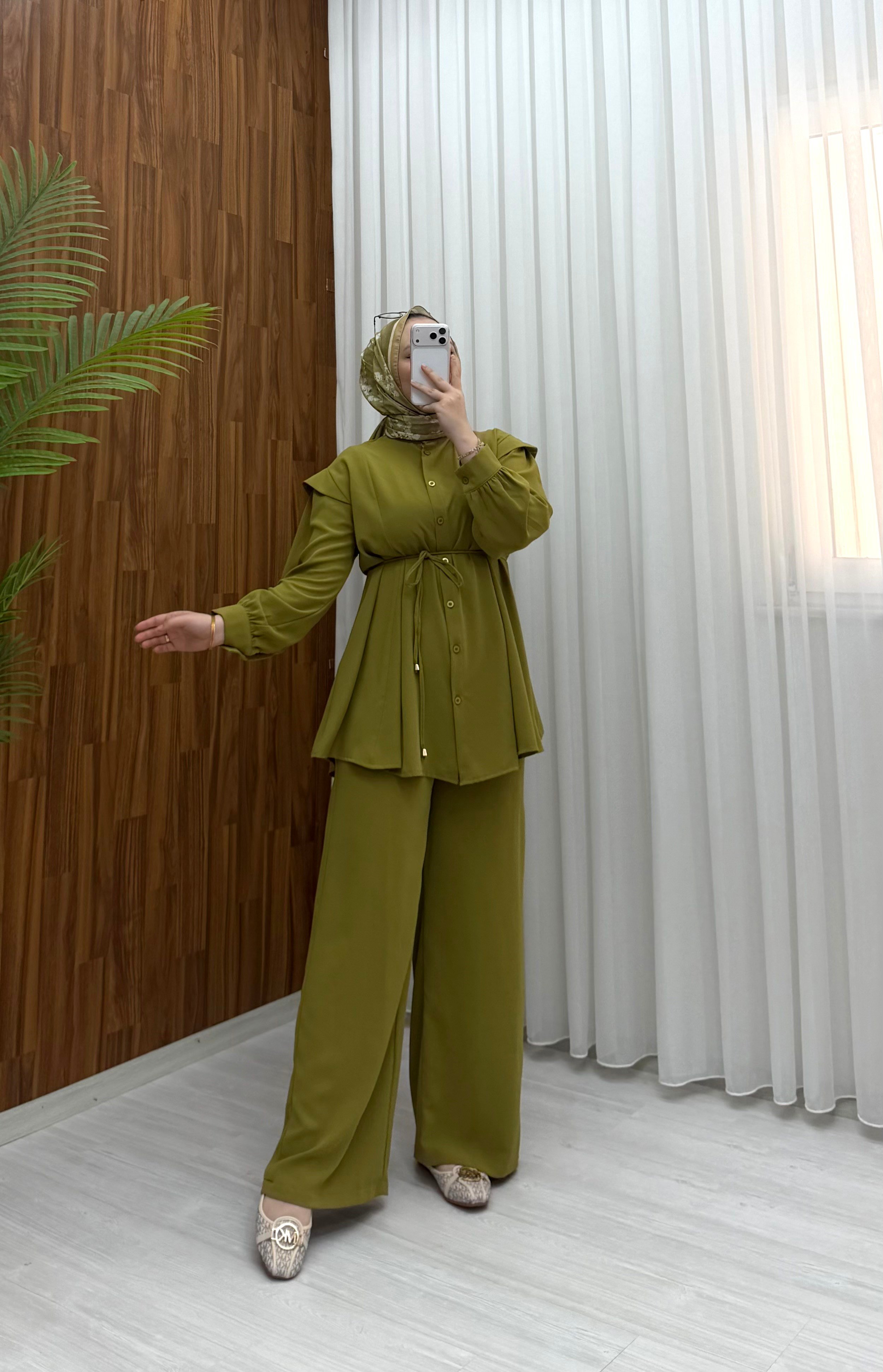 Binay Linda Kumaş  Takım  Yağ Yeşili 1012 